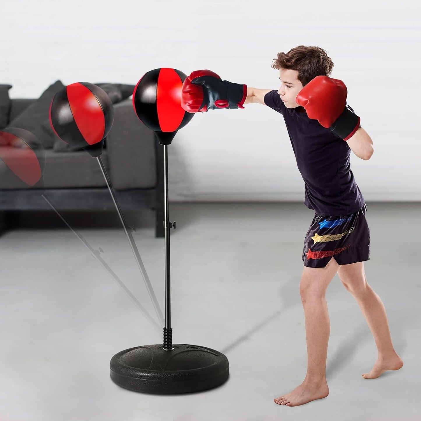Punching Bag for Kids 3-8 Years Old, Kids Boxing Bag Set with Gloves & Adjustable Stand, Sports Toy for Boys