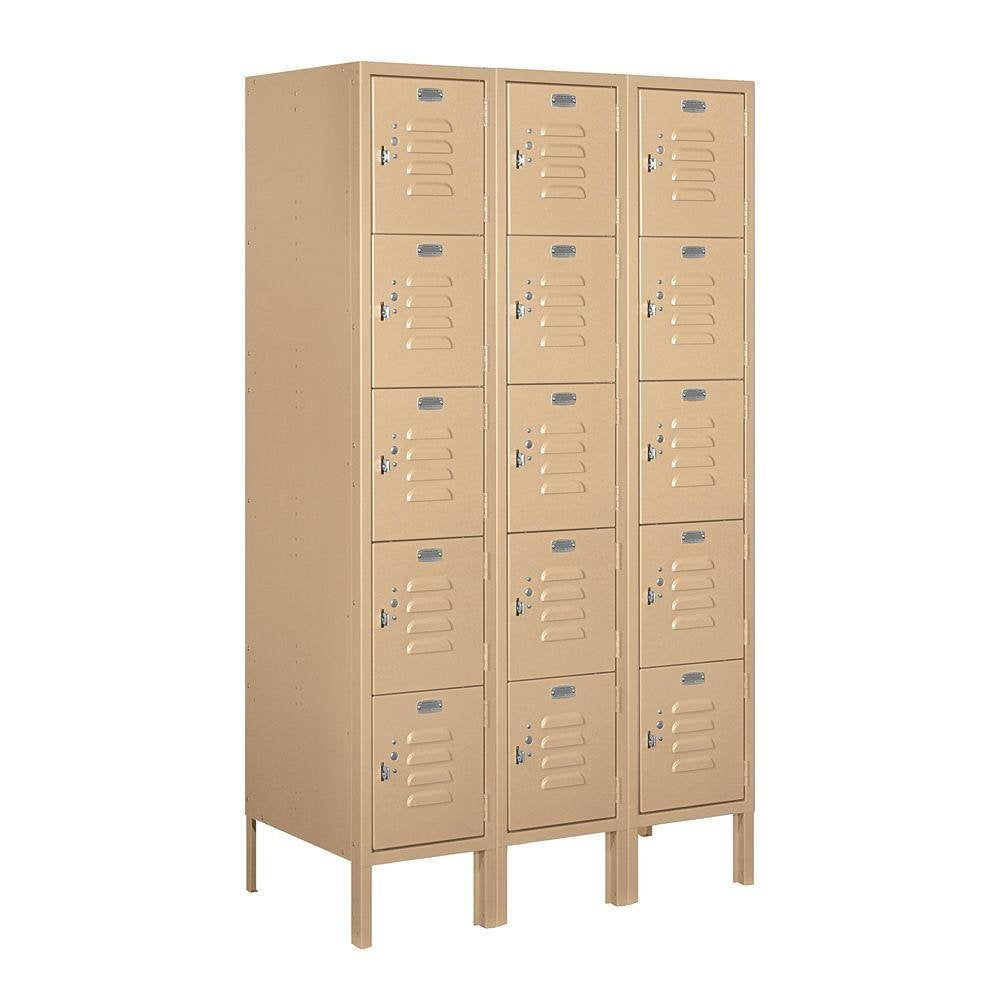 Salsbury Industries 65358TN-U Five Tier Box Style 36-Inch Wide 5-Feet High 18-Inch Deep Unassembled Standard Metal Locker, Tan Brown