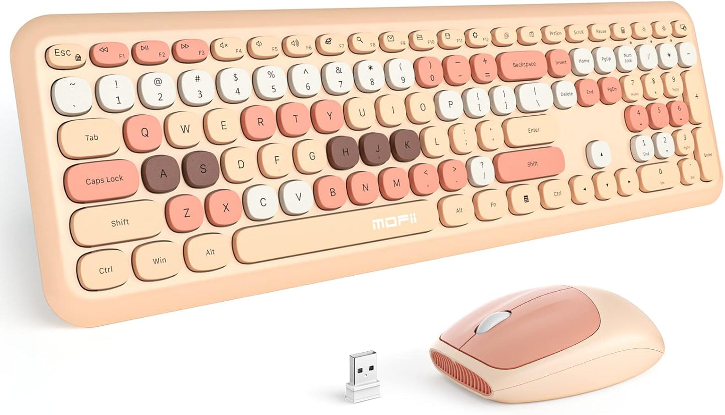 MOFII Set 2.4G Wireless Keyboard Mouse Combo, Colorful Compact Full Size Wireless Keyboard and Mouse Ultra-Thin Sleek