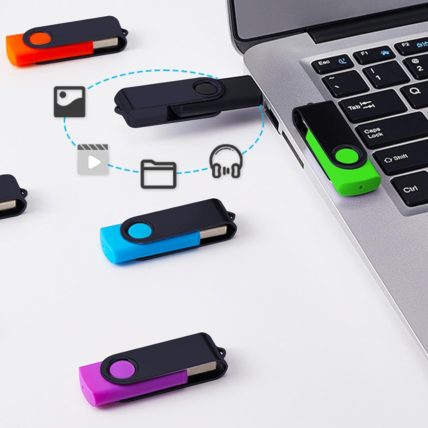 WesData 10 Pack 4GB 2 (10 Flash Drives with USB C Adapters, Thumb Drive, Memory Stick Compatible with PC, Laptops, Mac