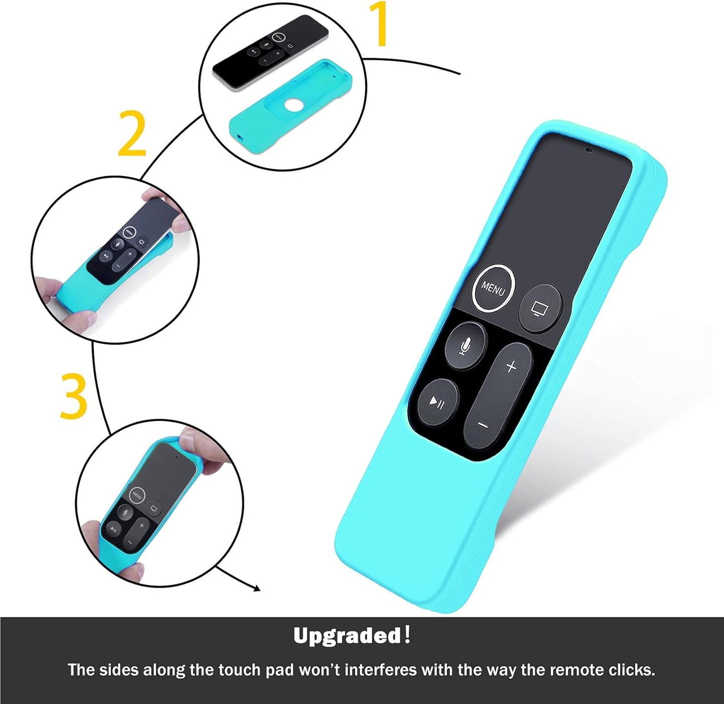 Lambcare 3 Pack 4K/ 4th Cases Compatible with Apple TV Gen Remote Light Weight Anti-Slip Shock Proof Silicone Cover