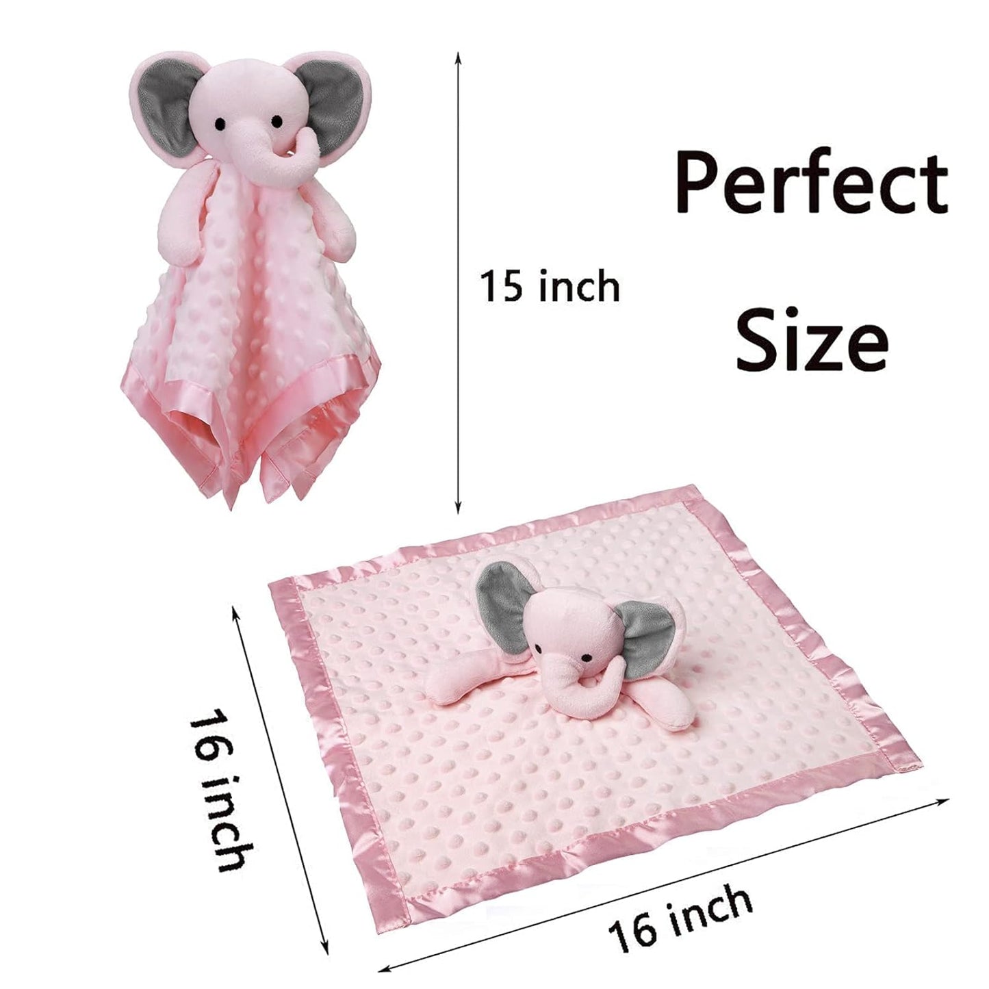 Pro Goleem Baby Blanket - Soft Pink Elephant Security Blanket Gift Set for Newborn Girls