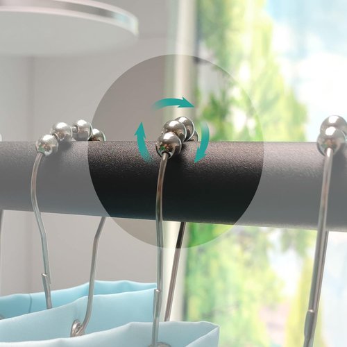 Crystal Shower Curtain Hooks Decorative Clear Bling Rings Cute Girly Glitter Luxury Elegant White Rhinestones Diamond Bathroom Accessories Rust Resistant 12 Pack (White)