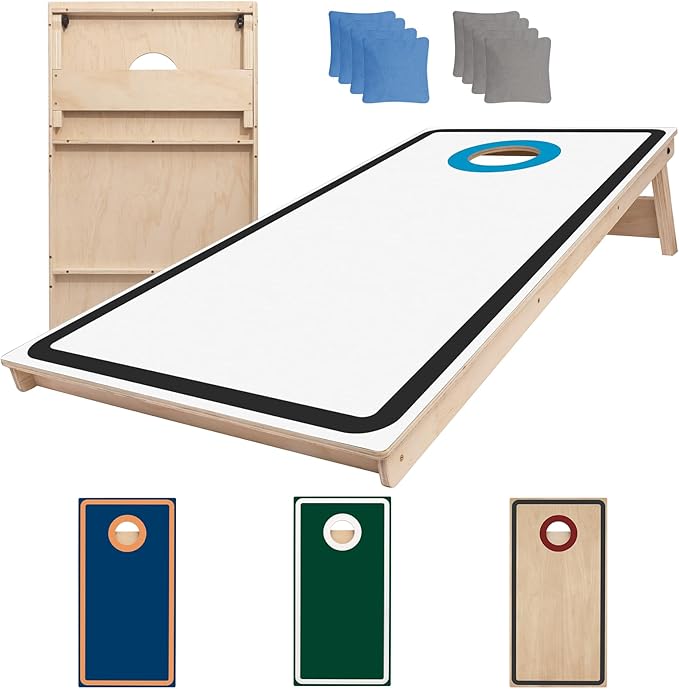 Cornhole Board Set - No Bounce,Regulation Size 4x2 ft,Made of 1/2" Pine Plywood,UV Printing Includes 8 Bean Bags and 2 Cornhole Boards,Perfect for Outdoor Games and Gatherings