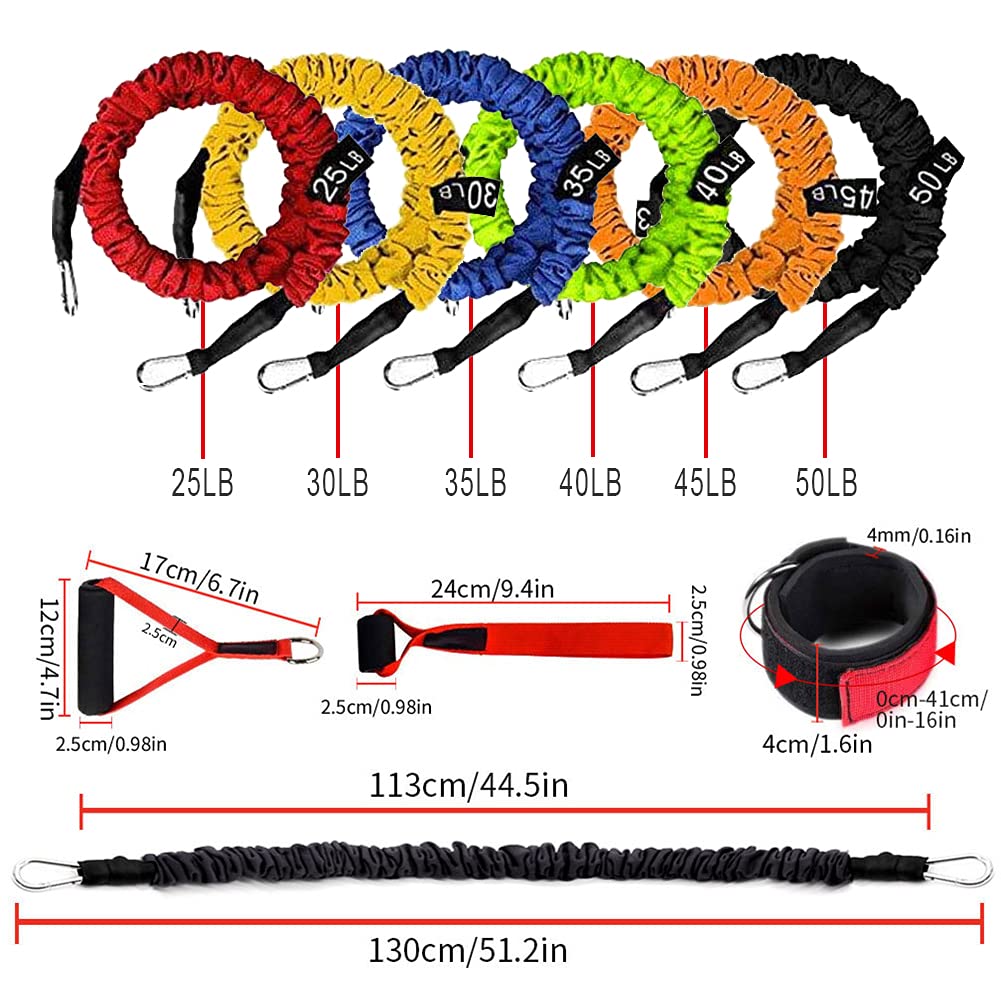 Sunsign Resistance Band with Handle, Exercise Bands with Handles, Ideal for Strength Training, Muscle Toning, Physical Therapy, 12 pcs, Orange