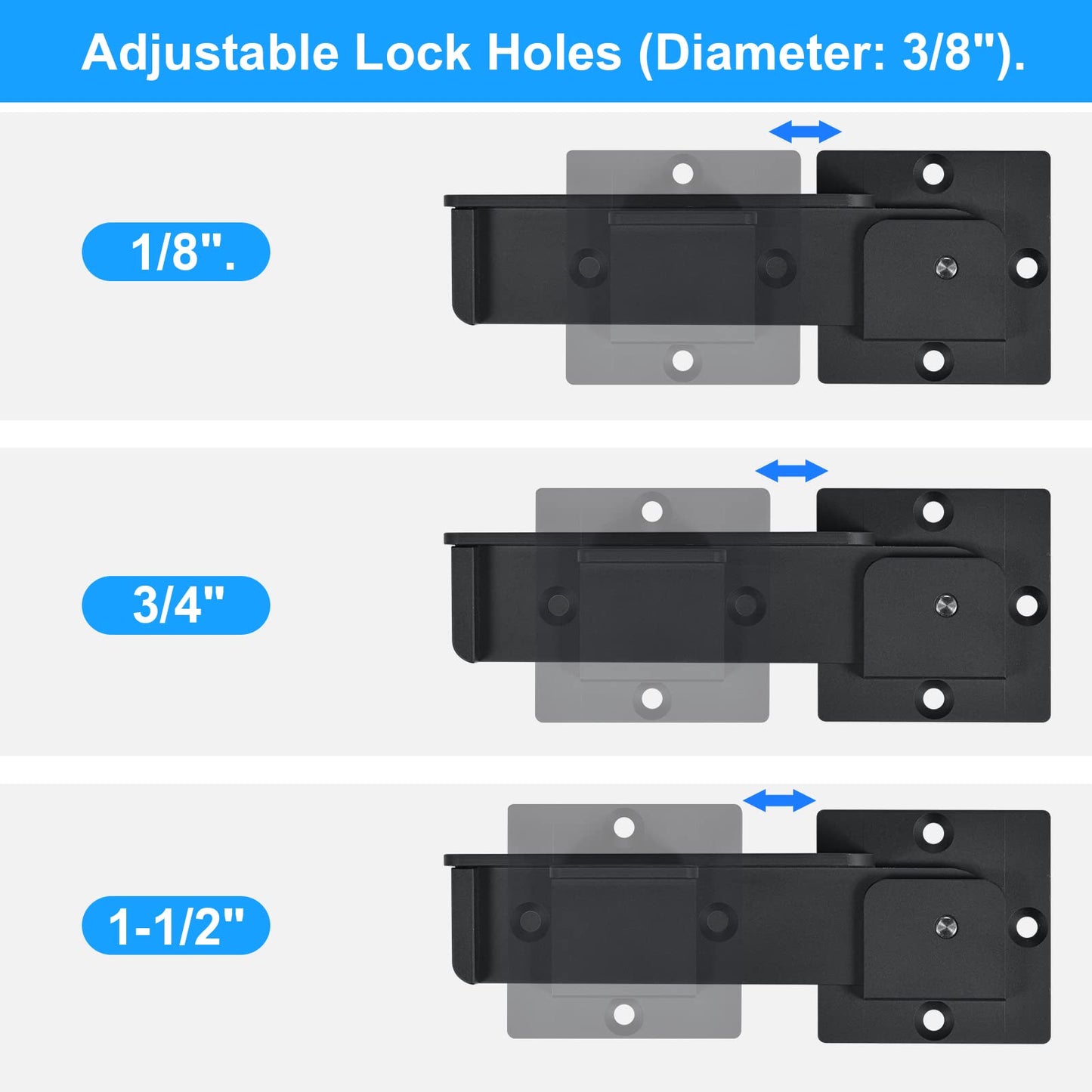 GreaTalent 7.5" Flip Gate Latch Lock with Padlock Hole 3Pack, 4mm Heavy Duty Aluminum Alloy Adjustable Door Latch for Sliding Swing Open Door, Outdoor Gate, Wooden Fence, Barn Door, Shed, Garage, Yard