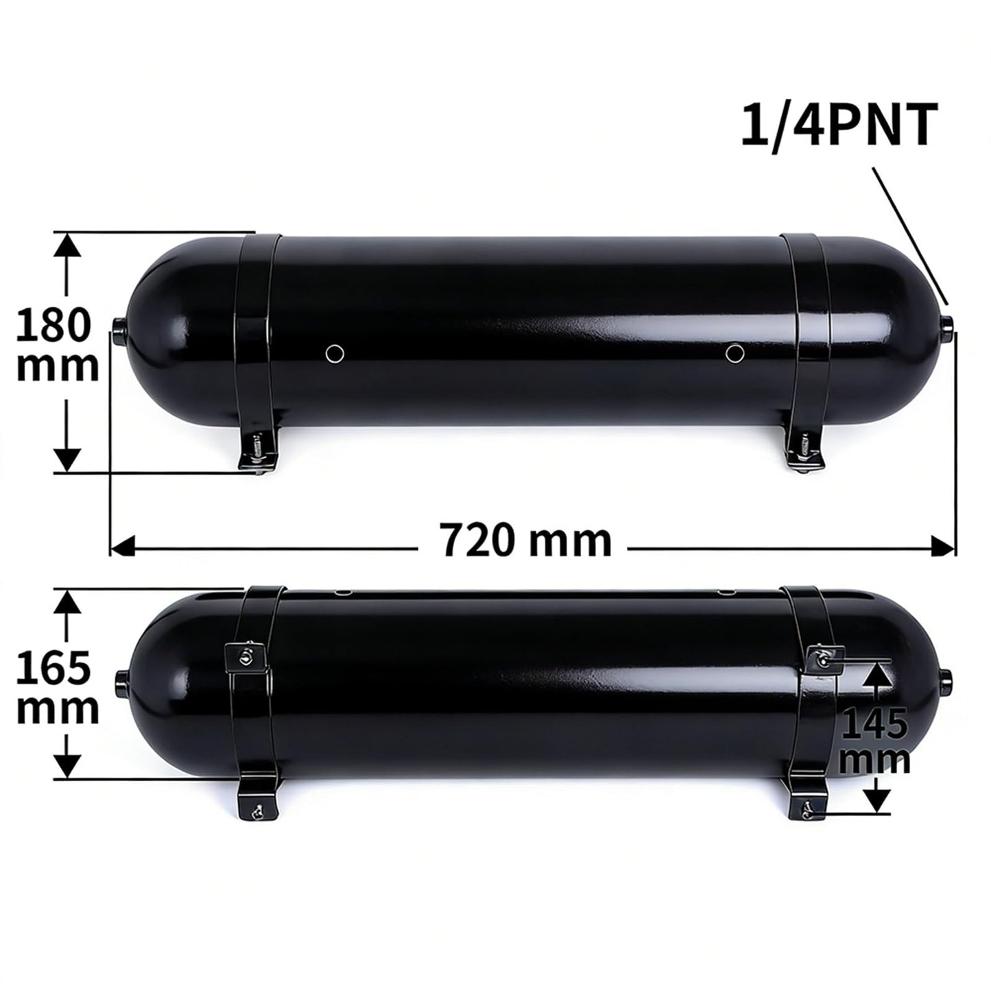 ZHSYMX Air 4.2 Gallon (18 Liter) 6 Ports Seamless Aluminum Air Tank for Air Ride Suspension Car Train Truck Horn Black