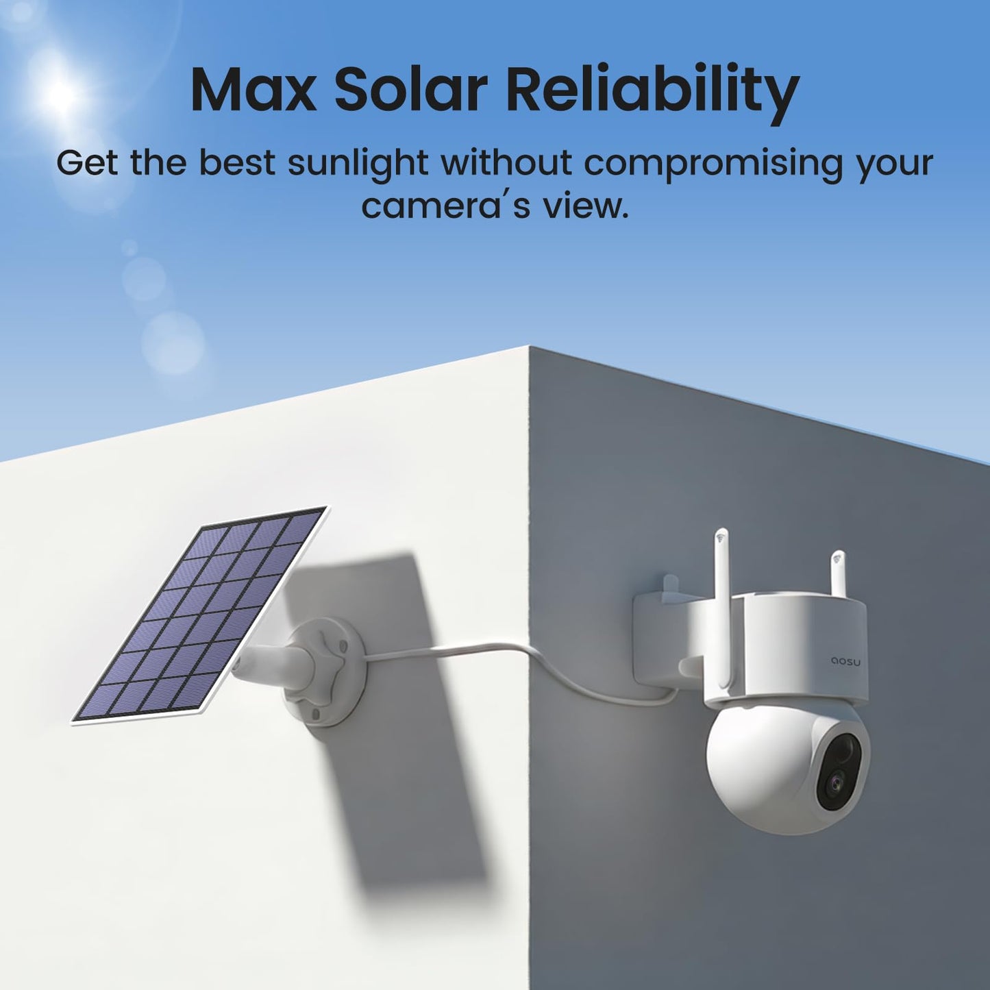 aosu SolarCam D1 Max 2-Cam Kit, 4K Solar Security Cameras Outdoor Wireless, 360° Pan & Tilt Coverage, Auto Tracking, Color Night Vision, No Subscription Required, Local Storage up to 1TB