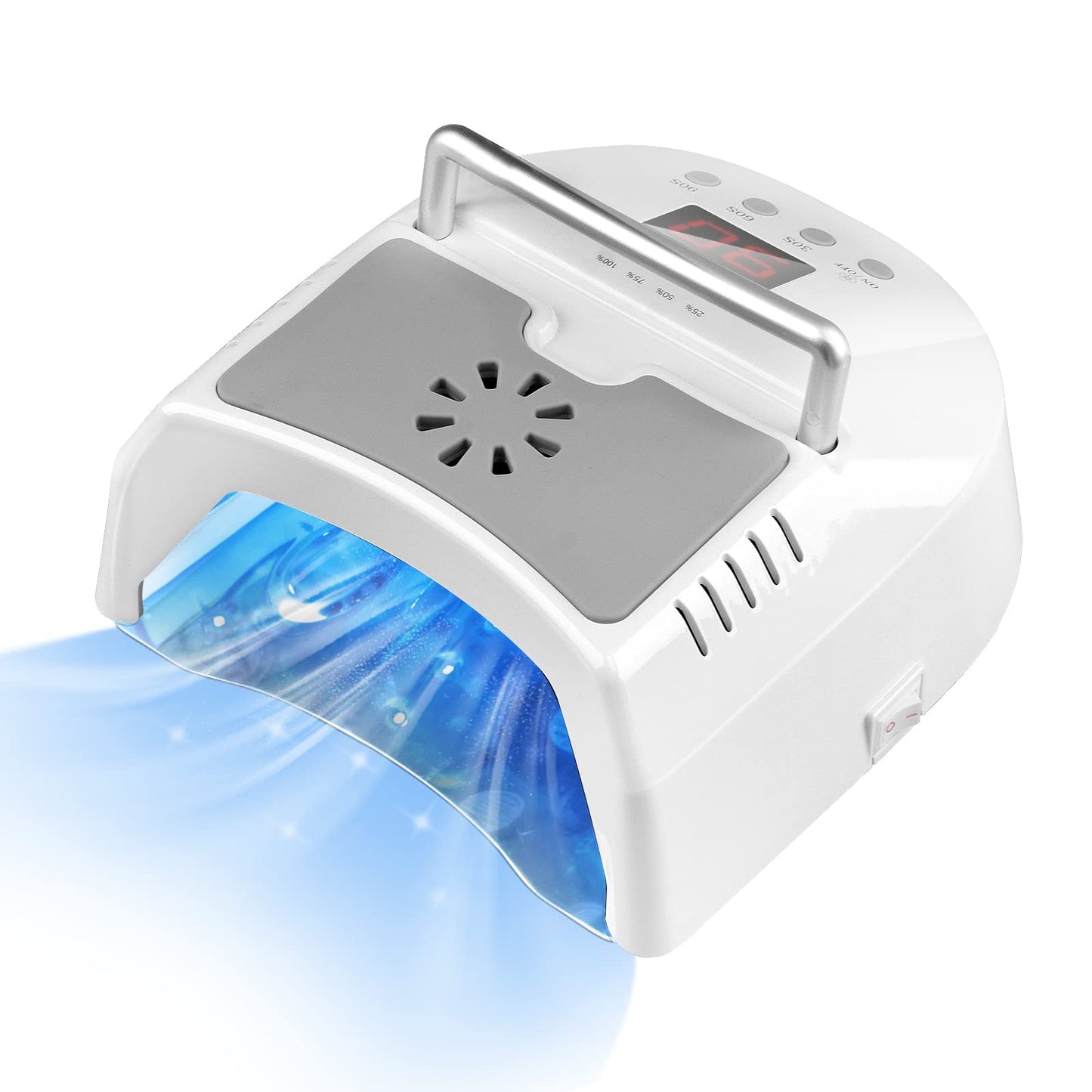 Professional UV Led Nail Lamp Cordless, 72W UV Lights for Gel Nails with Fan, IMENE Rechargeable Nail Dryer with Portable Handle Perfect for Salon Home Nail Art（White）