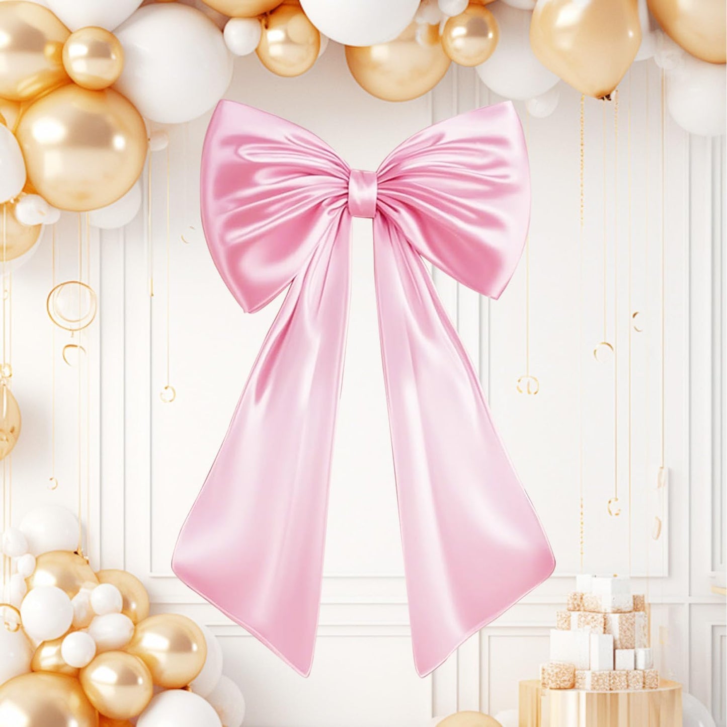 Skiennix Large Pink Bow Decor - Perfect Backdrop for Birthday, Wedding, and Bridal Showers | Room & Door Decorations