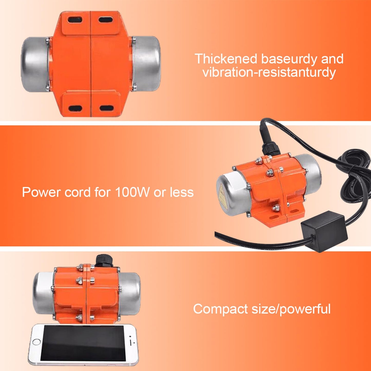 ATO 30W Concrete Vibration Motor with Speed Controller, Adjustable Exciting Force DC Electric Vibration Motor Low Noise Concrete Vibrating Motor 3600rpm 1 Phase 110V