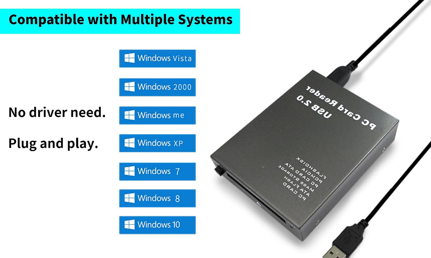 Lelukee ReaderUSB2.0 PCMCIA Reader68PIN PCMCIA 2.0 PC Card Interface Card ATA Flash PC Card to USB Industrial Grade