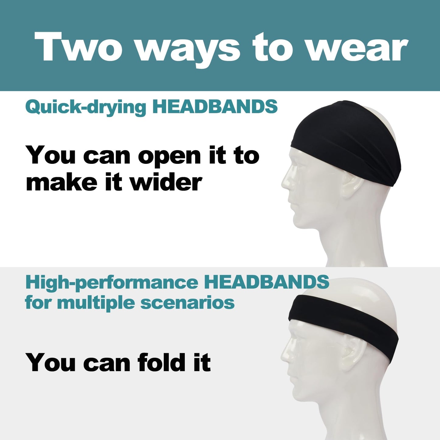 MARKEEP Running Headbands for Men (4 or 6 Pack), Mens Stretchy Headband for Football,Cycling,Basketball,Yoga,Fitness Workout Unisex Quick-Dry Sweatband