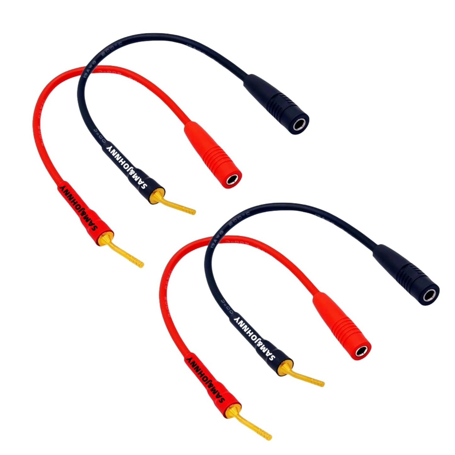 Sam&Johnny 4-Pack 2mm 4mm Banana Plug Adapter - Gold Plated Speaker Wire Connectors to for Amplifier Home Theater Audio
