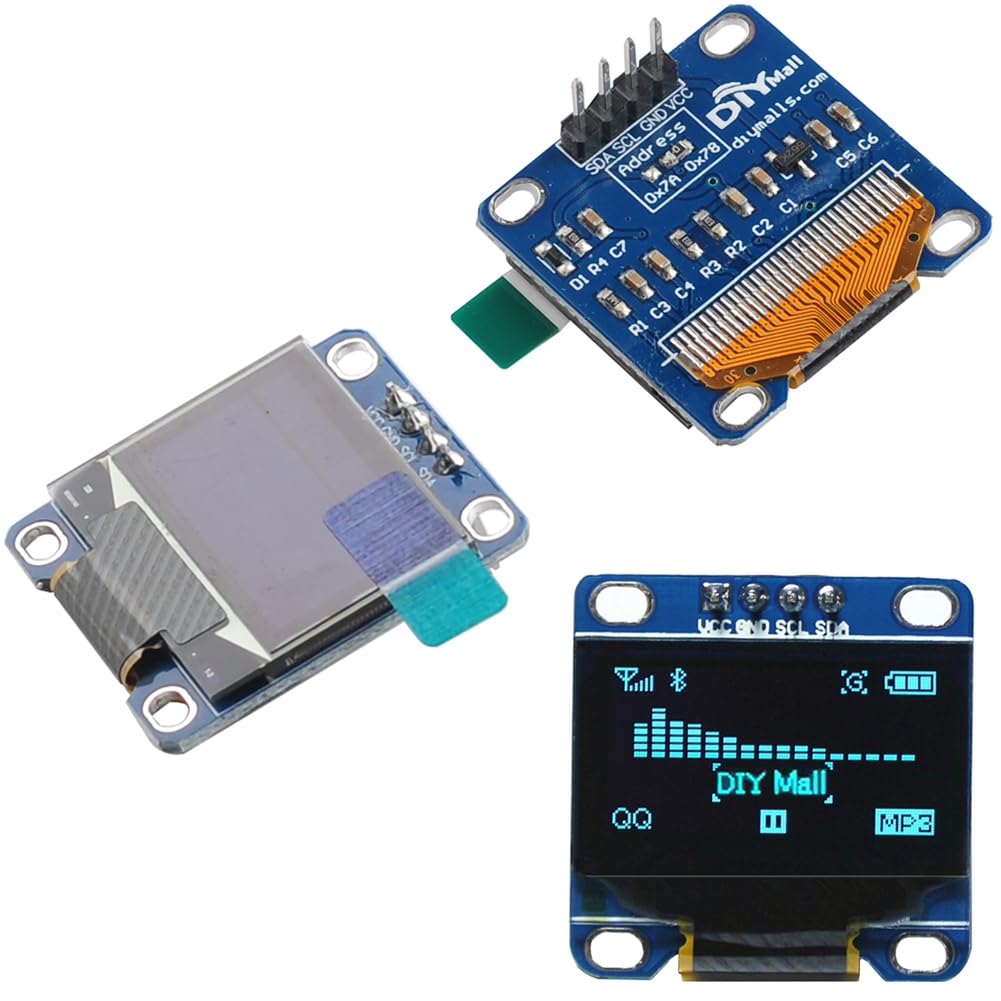 0.96" inch 0x3C 4pin 128x64-1306 3.3V-5V ESP8266 ESP32 (Pack 3) OLED Display Screen Module Address of S S - D Blue