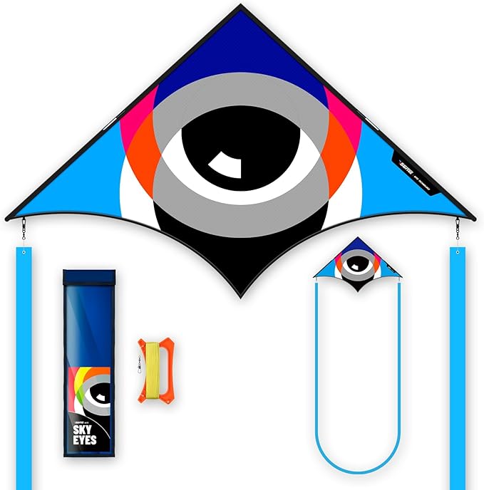 Delta Kites for Kids & Adults，Extremely Easy to Fly，Single Line Beach & Park Kite for Family Outdoor Games & Activities (Eye of The Sky)