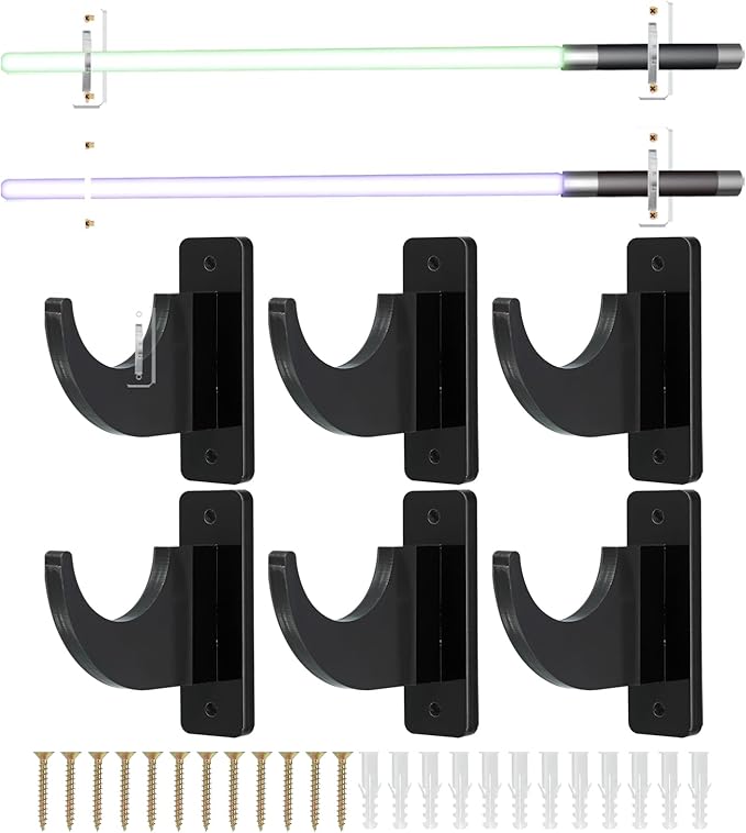 uxcell Sword Wall Mount Holder, 3 Set Acrylic Light Saber Display Hanger Wall-Mounted Sword Stand Display for Light Saber Sword Wall Bracket, Black