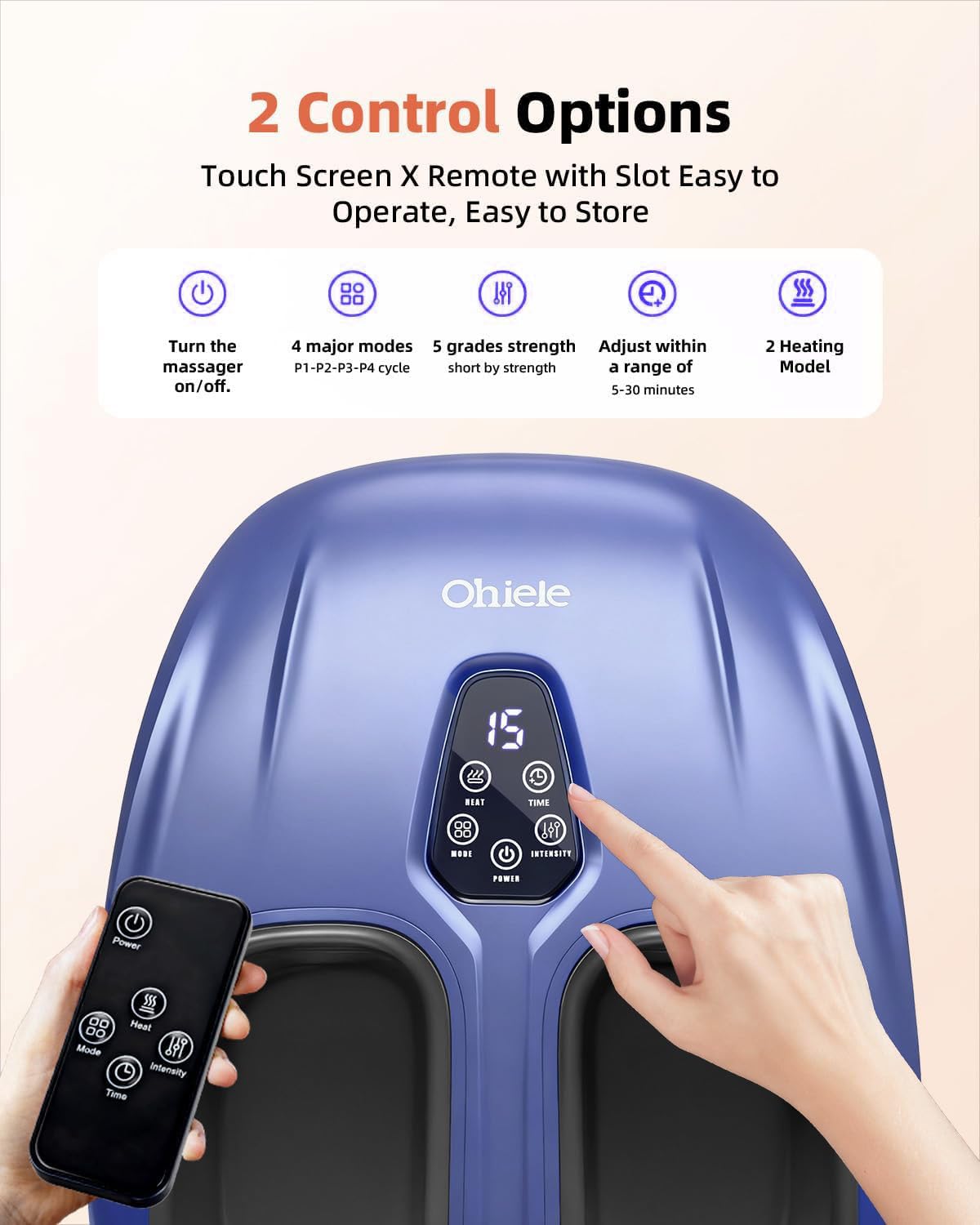 Ohiele Foot Massager with Heat,Shiatsu Deep Kneading Massager for Plantar Fasciitis, Foot Massage Machine with Multi Massage Modes & Remote Control for Pain Relief (Purple)