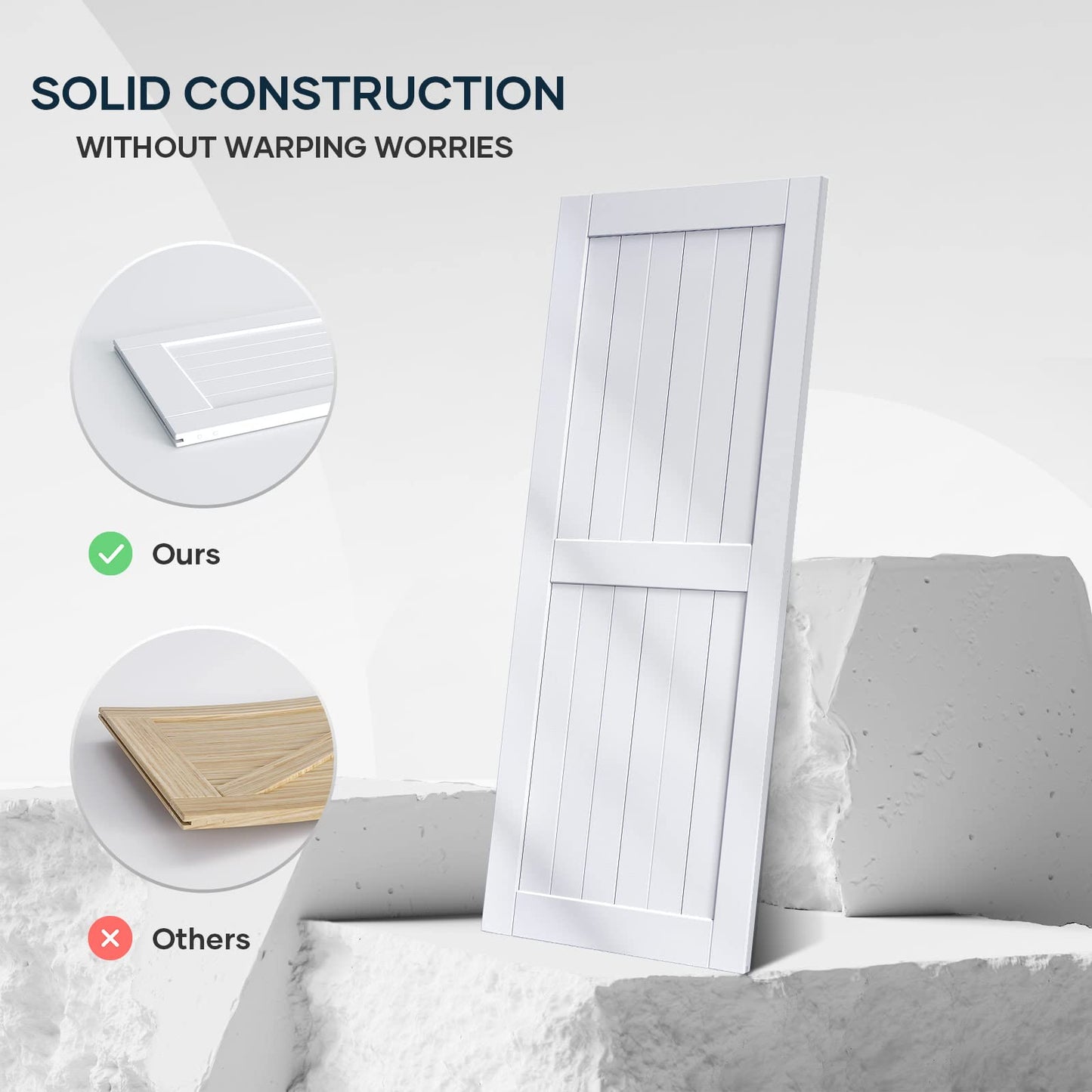 EaseLife 36 x 84 inch White Barn Door with 6.6FT Sliding Door Hardware Kit Included & Handle,Solid Wood Covered with Waterproof PVC Surface,DIY Assemblely,Easy Install,H-Frame,Fit 32-34in Wide Opening