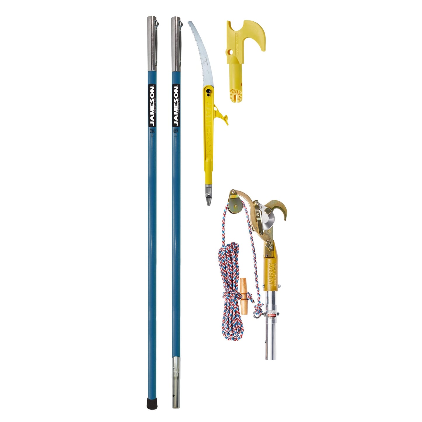 Jameson BL-Series Pro-Climber Kit, 8 ft – Includes Fiberglass Extension Poles, Pulley Pruner, Folding Pole Saw, and Limb Raiser – Lightweight and Durable Tree Trimming Tool Set for Professionals