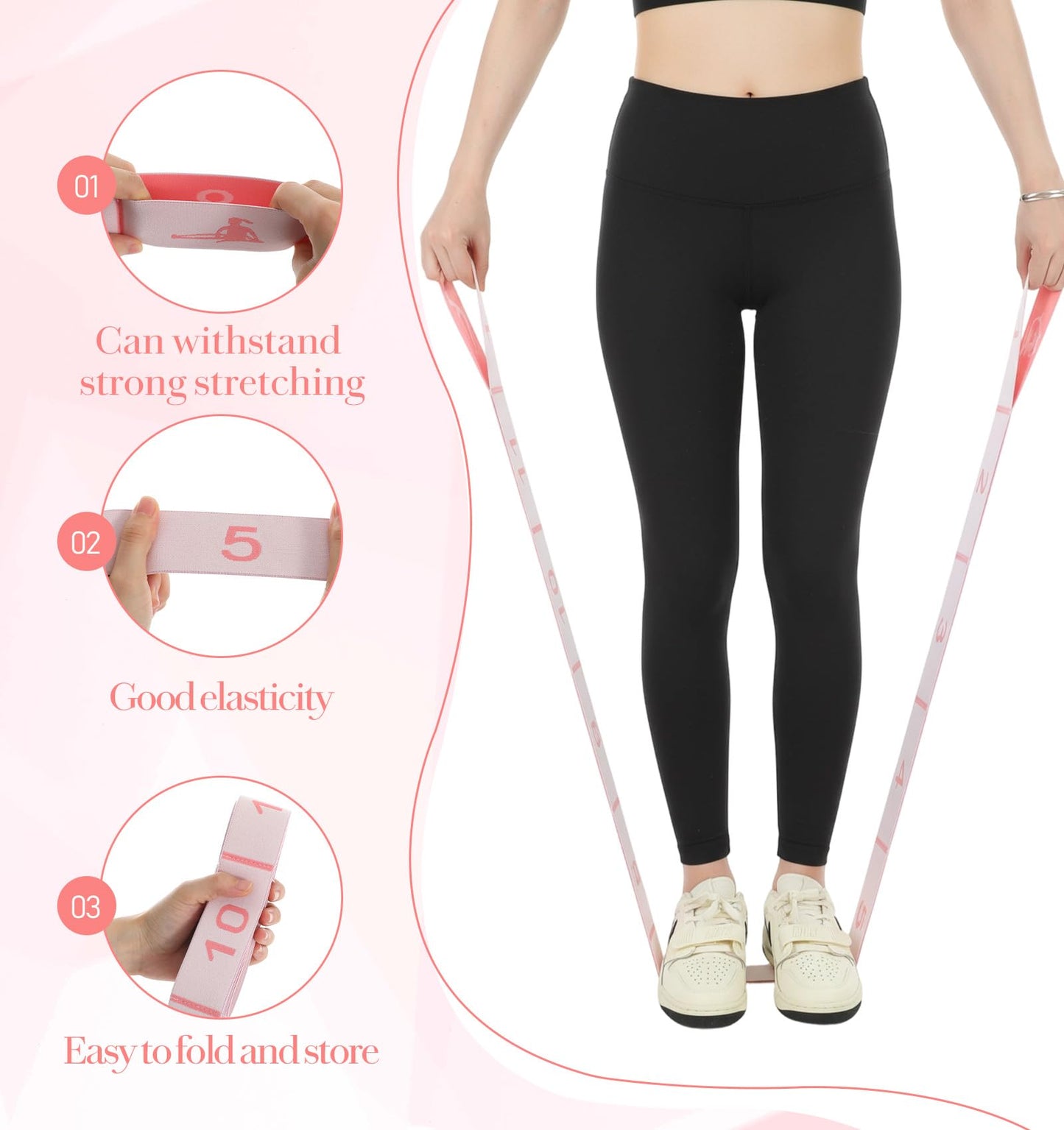 12 Loop Stretch Band, 12 Loops Yoga Straps for Stretching, Yoga Strap for Flexibility Training, Leg Stretch & Exercise, Durable Elastic Resistance Band