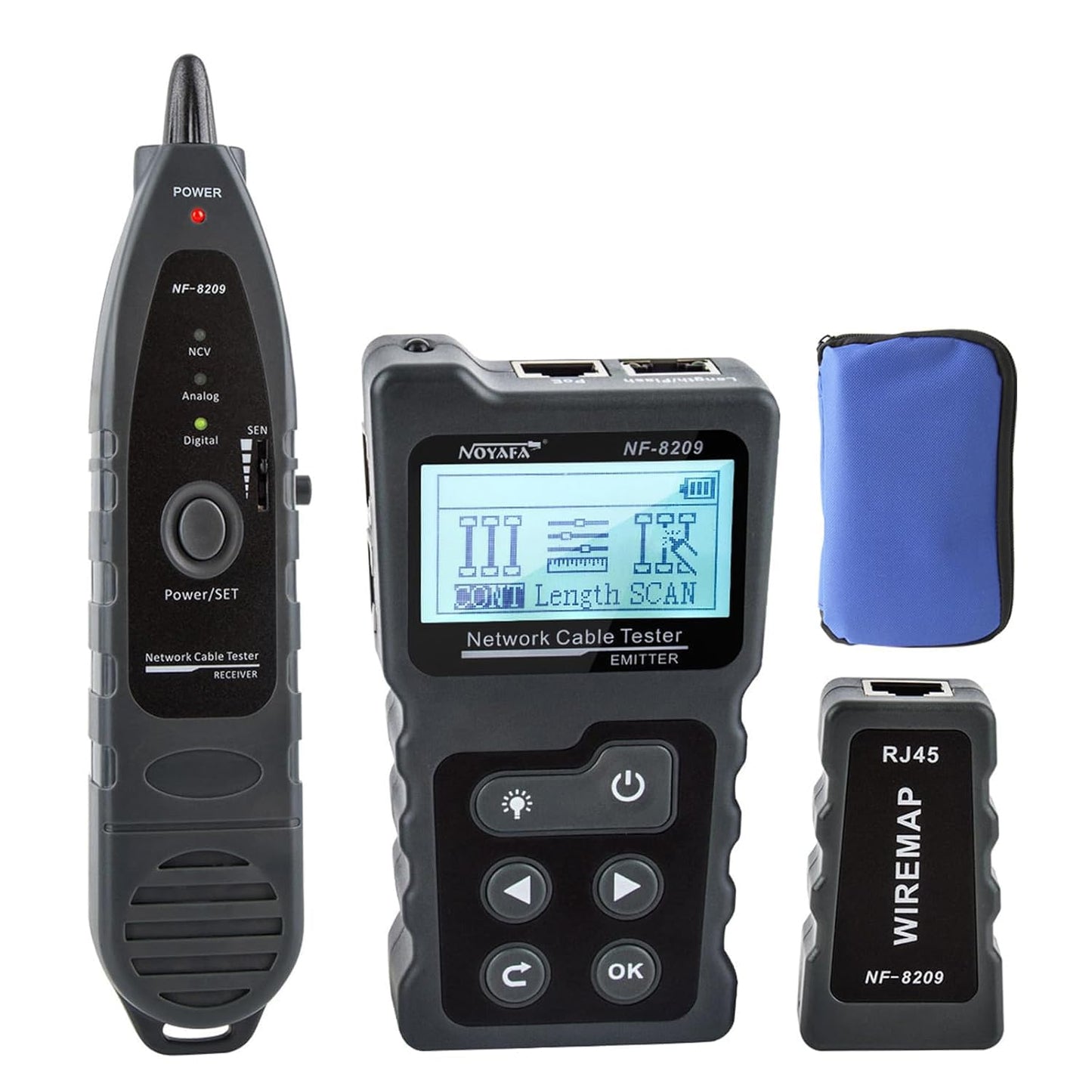 NOYAFA NF-8209 Network Cable Tester, Ethernet Cable Wire Tester with POE & NCV for CAT5/CAT6 Wire Tracer, Length Test, RJ45 Network Tester Kit for Cable Tracer Telephone Line Finder Home Repair