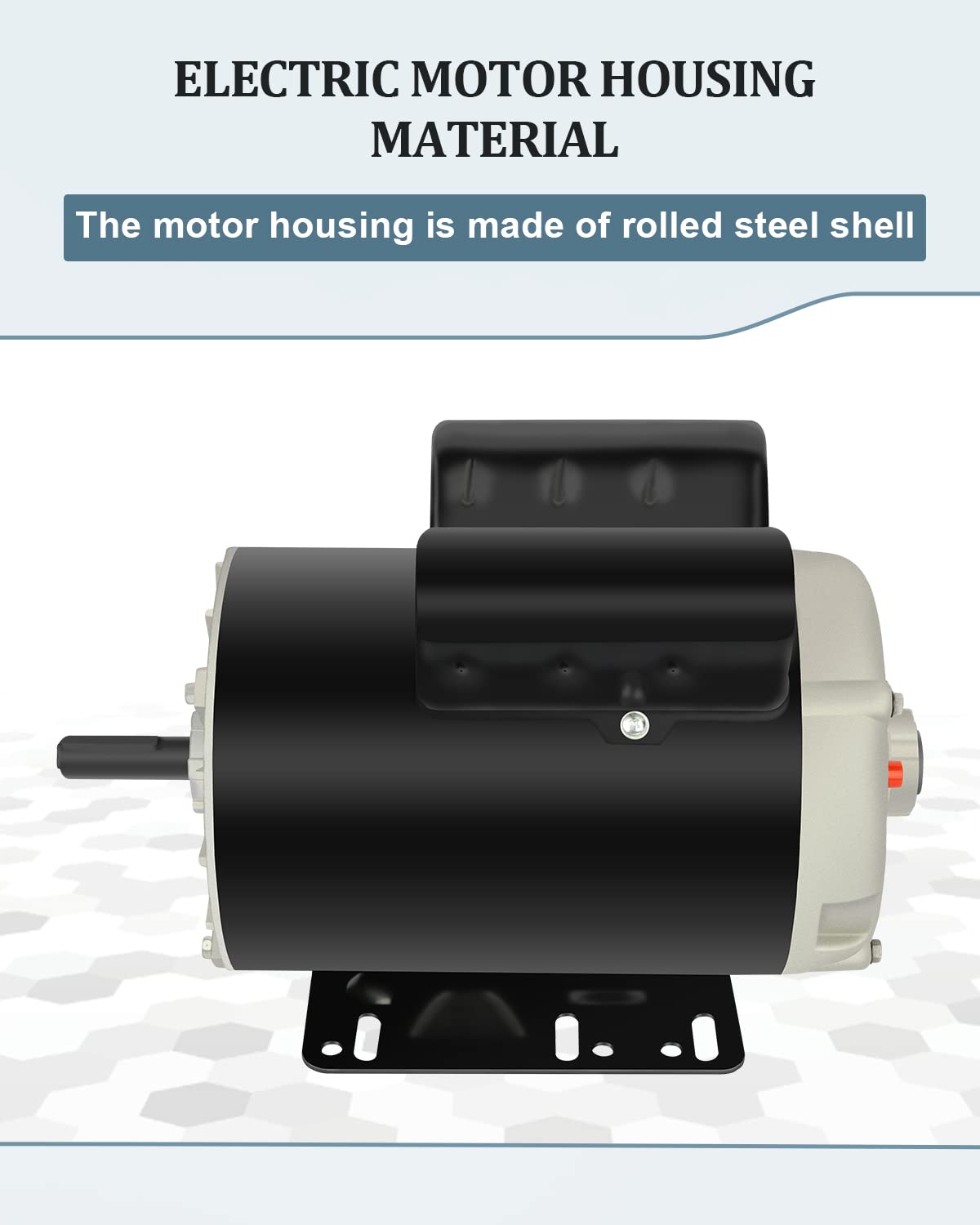 5HP SPL Electric Motor 3450 RPM, Air Compressor Motor, Single Phase 56Frame Motor, 208V-230V 5/8" Shaft Diameter Rolled Steel Shell 60HZ