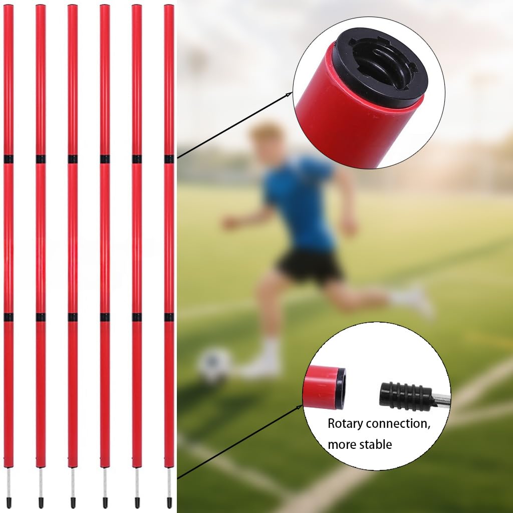 MQMCPDS Adjustable Soccer Training Agility Poles 6,1speed Ladder Agility Ladder,10soccer Cones for Training,1Jump Rope+Storage Bag,Auxiliary Equipment for Football Speed and Agility Training (red)
