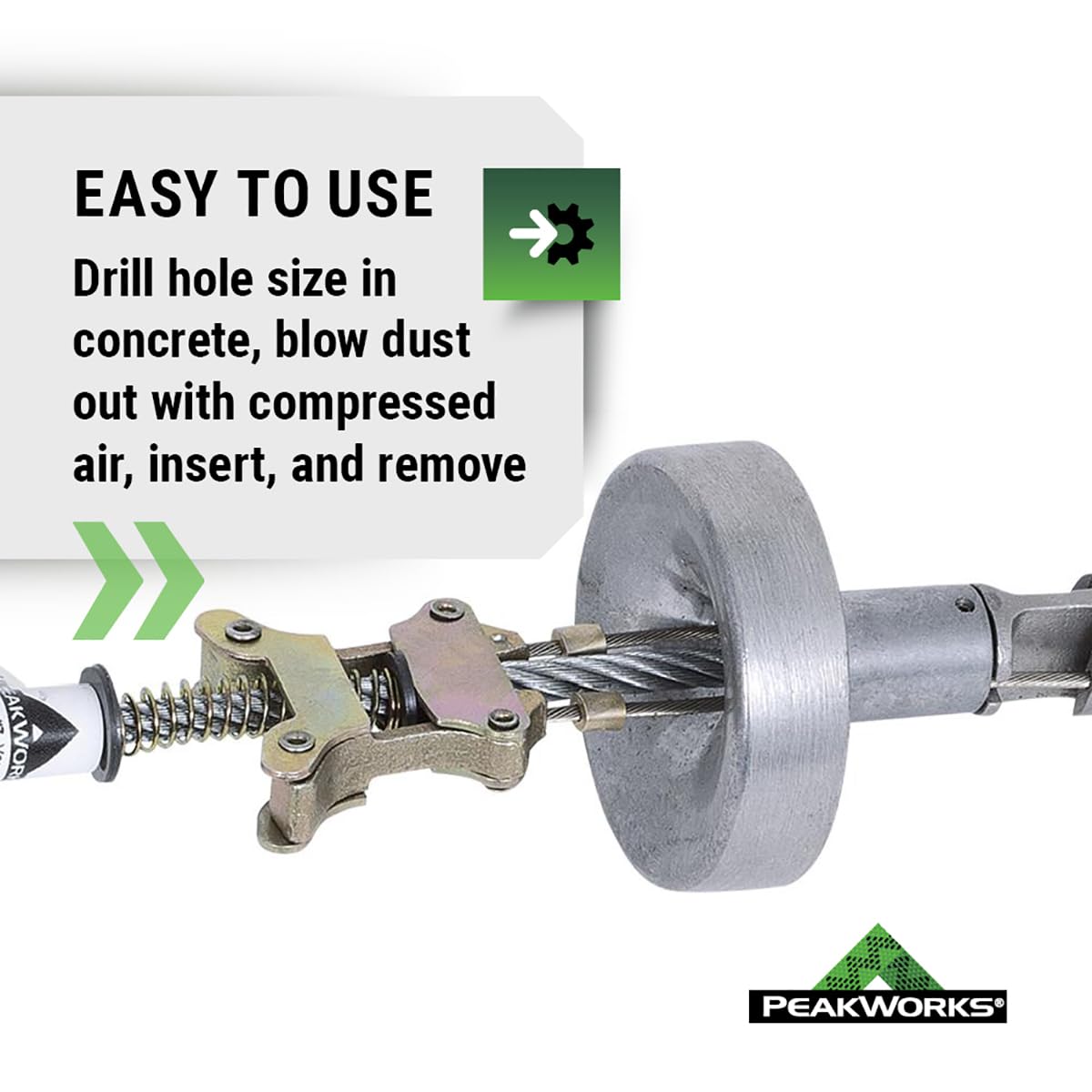 Peakworks Temporary Reusable Drop-In Anchor for Concrete - Industrial, Construction, Roofing Fall Protection - ANSI & OSHA Compliant - 3/4" (19 mm)