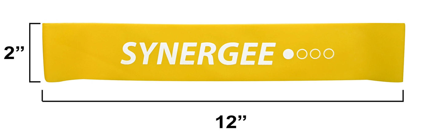 Synergee 10 Pack Mini Band Resistance Loop Exercise Bands Yellow Light Resistance