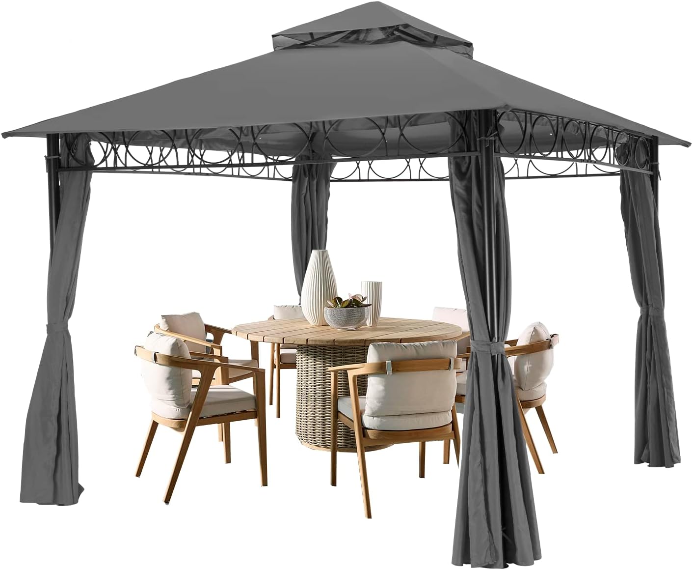 Skiennix Outdoor Canopy Tent - UV Protection Gazebo with 4 Sidewalls | 10'x13', Grey