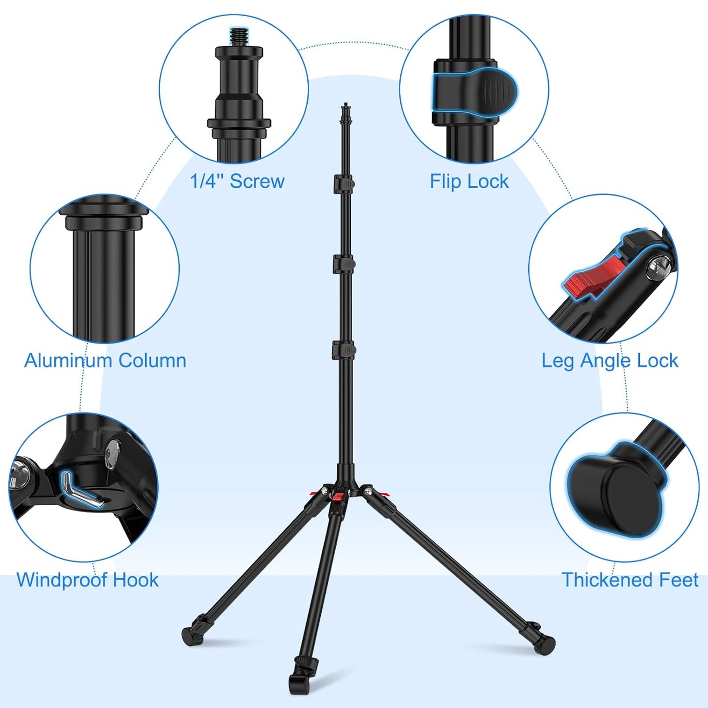 Anautin 6.6ft/2m 13lb/6kg Extendable Light Stand Photography, Light Tripod Stand for Travel, Heavy Duty Studio Lighting