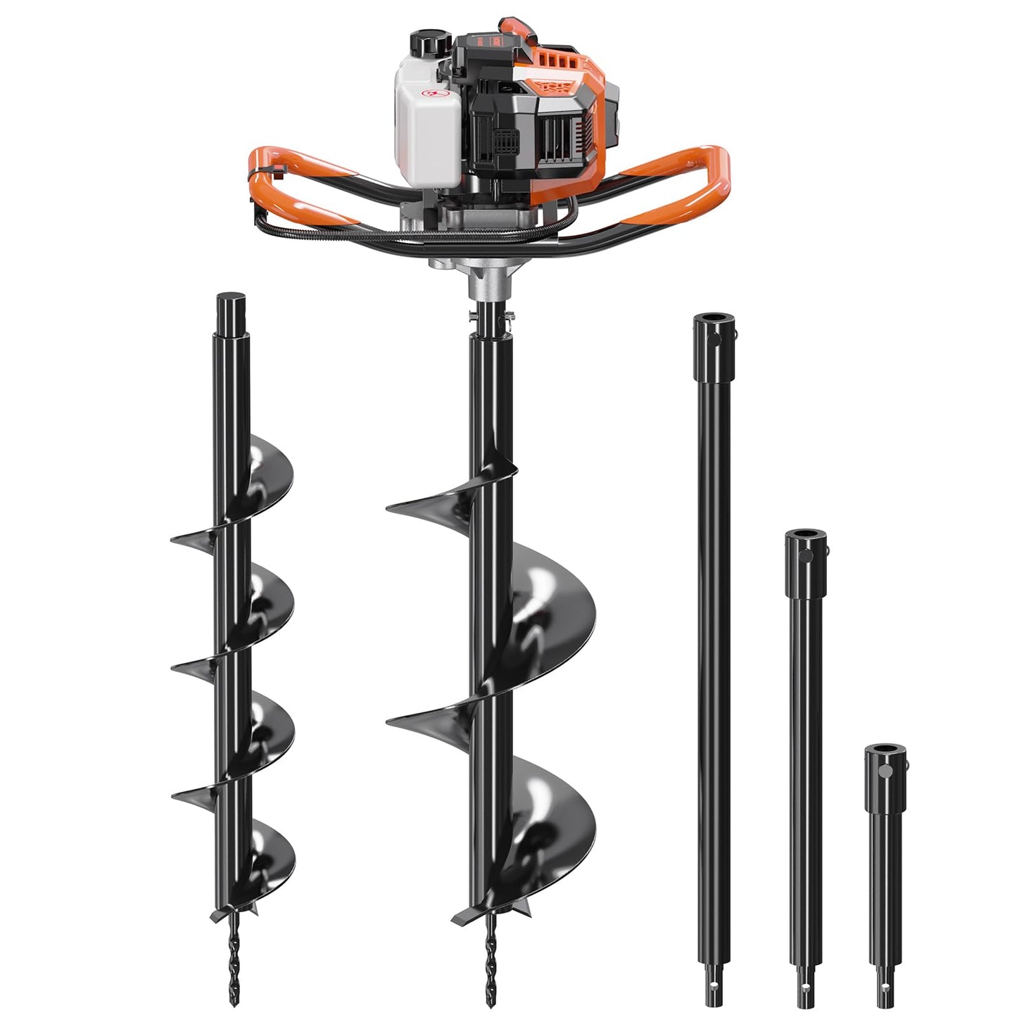 WORKIT 52CC Post Hole Digger, Auger Post Hole Digger Easy Start, 2-Cycle Xtreme Engine, Gas Powered Earth Auger with 6"+10" Auger Drill Bit, 10"+20"+30" Extension Rods, EPA Certification