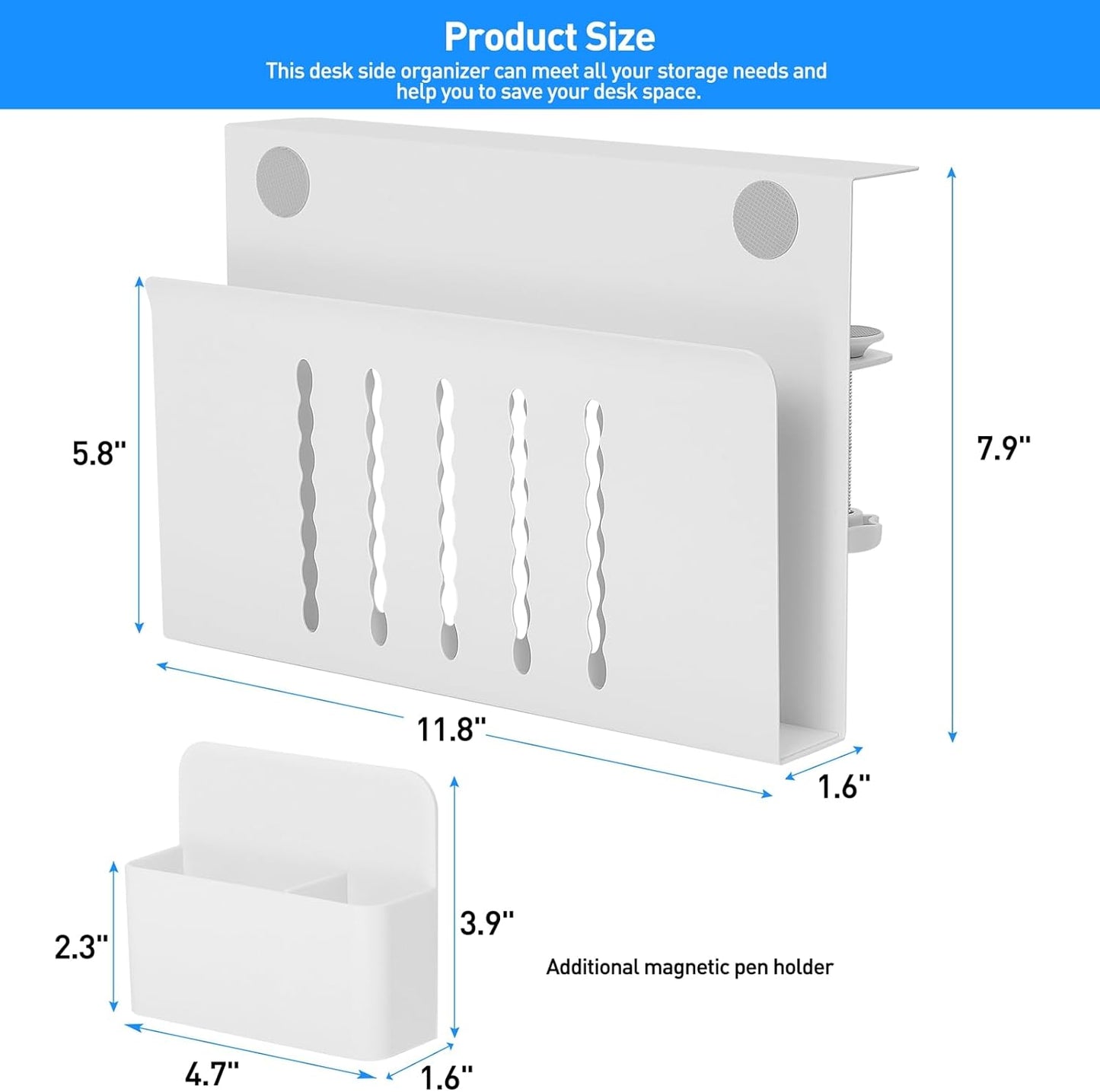 22 Lbs MAXECHO Desk Side Storage, Under Desk Laptop Mount, Table Side Hanging File Organizer, No Drill Clamp On Cable