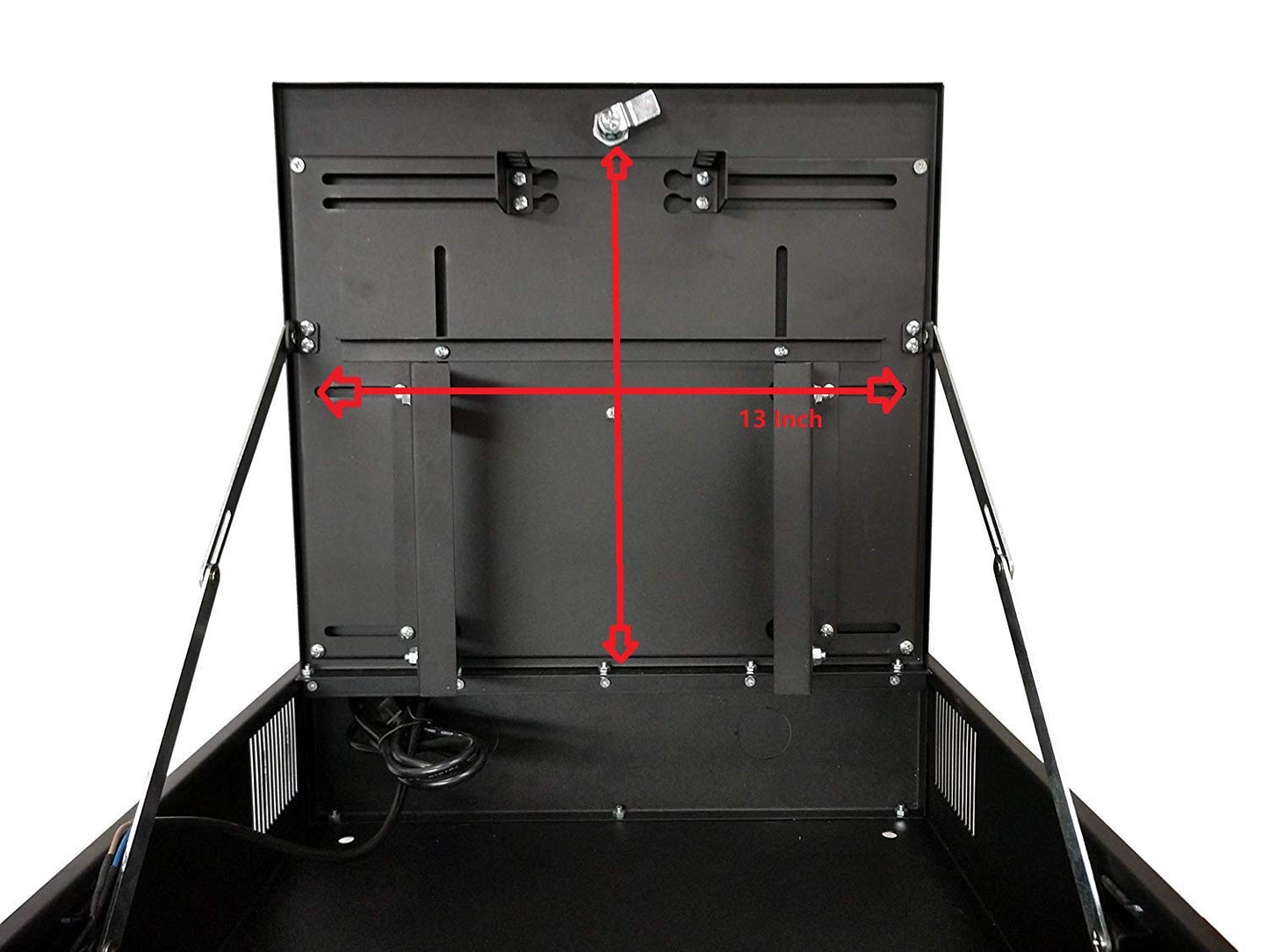 Kenuco Heavy Duty 16 Gauge Steel DVR Security Lockbox with Fan and Swing Open Top (24'' x 21'' x 8'' Black)