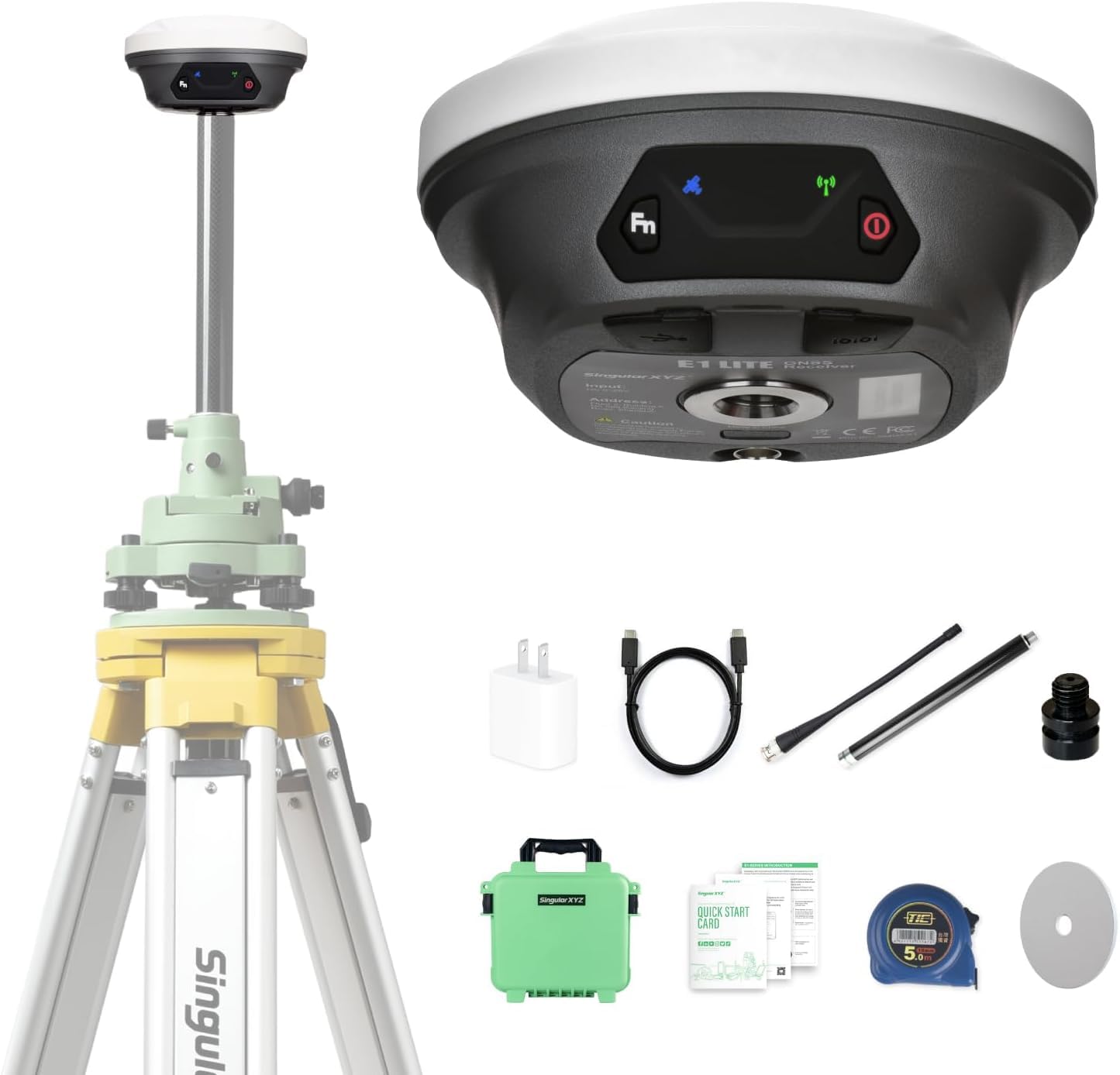E1 Lite RTK Base Station, High Accuracy GNSS GPS Receiver for Surveying, Drone Mapping & RTK Rover, FCC Certified, Compatible with Third-Party GNSS RTK Receivers (Exclude Tripod)