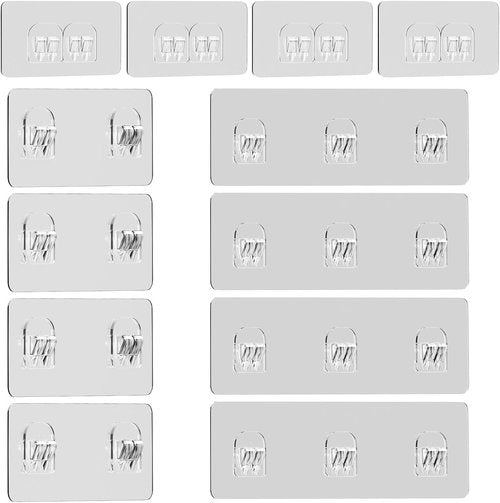 Lsnisni Shower Caddy Adhesive Replacement - 12 Pack Waterproof Hooks for Bathroom & Kitchen Racks