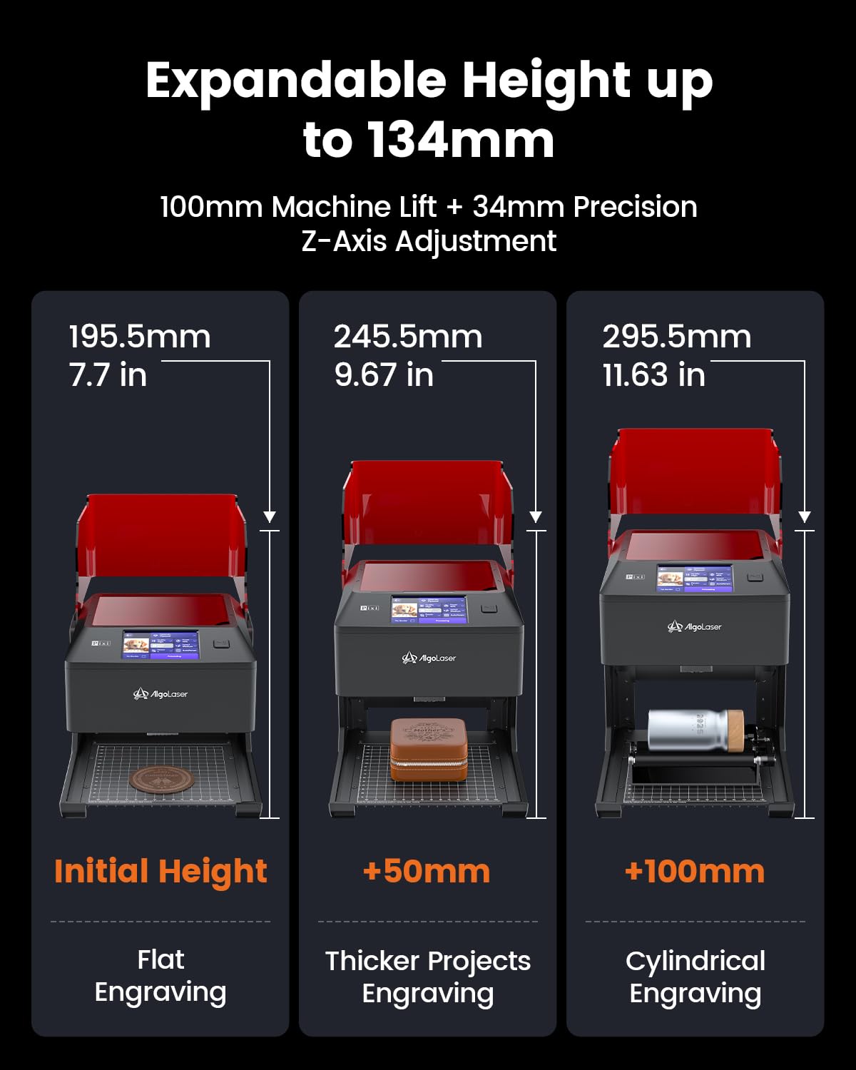 AlgoLaser Pixi Smart Laser Engraver - 10W Portable Laser Engraver Machine with 3.5" Touchscreen & AlgoOS System & APP - Laser Engraving for Wood, Acrylic, Glass, Beginner & DIY Gift & Small Business