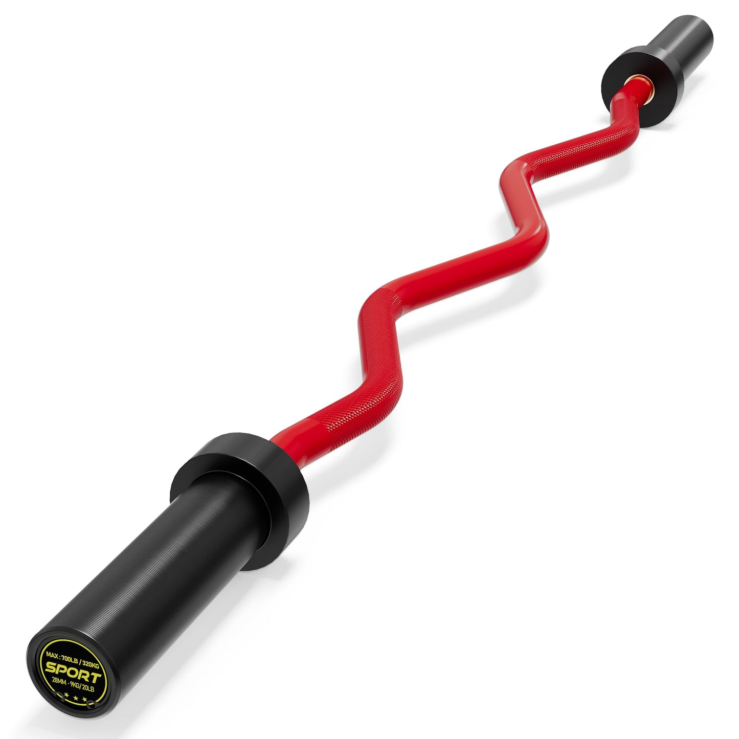 47" EZ Curl Barbell Bar, 2-Inch ! Curl Bar for Weight Lifting, Hip Thrusts, Squat, Biceps & Triceps – Anti-Slip Diamond Knurling, 700lb Weight Capacity, Home Gym Curling Bar for 2" Plates