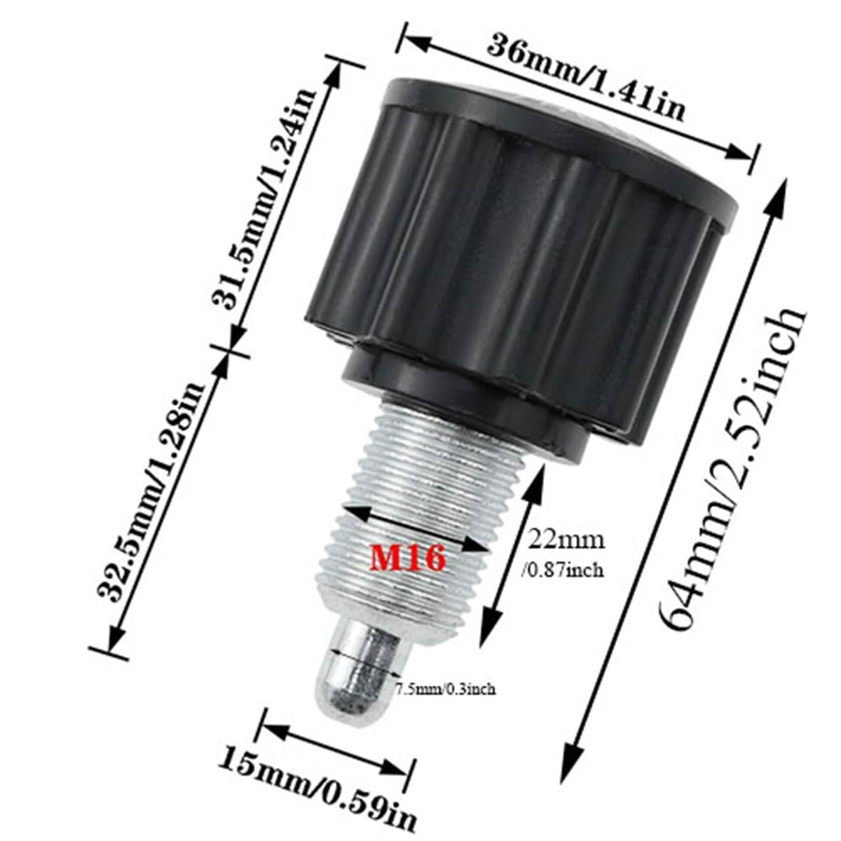 AYLIFU M16 Pop Pull Pin Knob Adjustment Fitness Pop Pull Pin Knob for Fitness Equipment,64×36.2mm/2.52×1.42inch, Bicycle Equipment, Black 2PCS