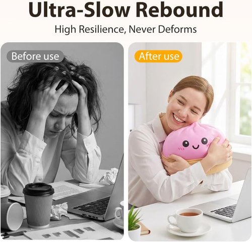 Giant Dumpling Squishy - Jumbo Soft Slow Rising Stress Ball | Extra Large Pink Fidget Toy for Stress Relief