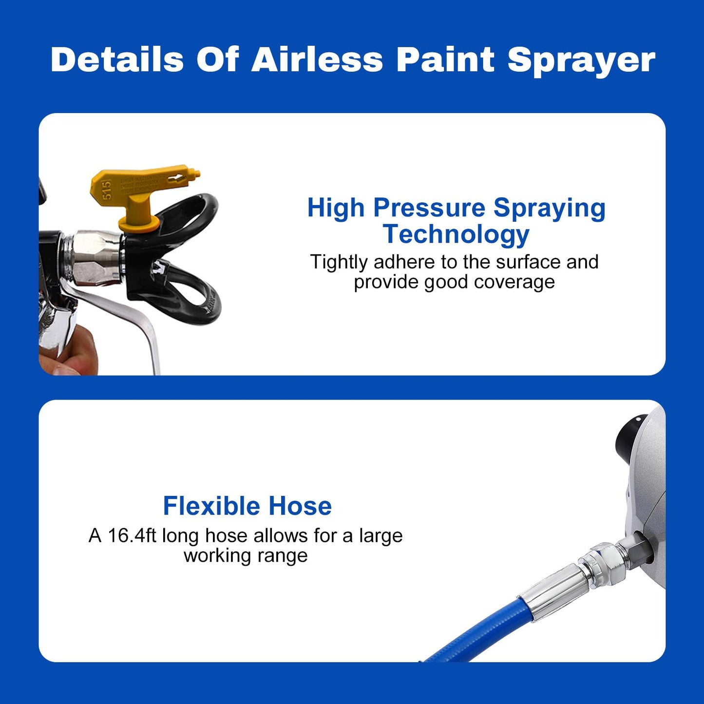 Airless Paint Sprayer,1600W High Pressure Efficiency Airless Stand Sprayer for Home Interior, Exterior, Commercial Use, DIY Handyman-Professional Contractor Grade Spray Paint Machine