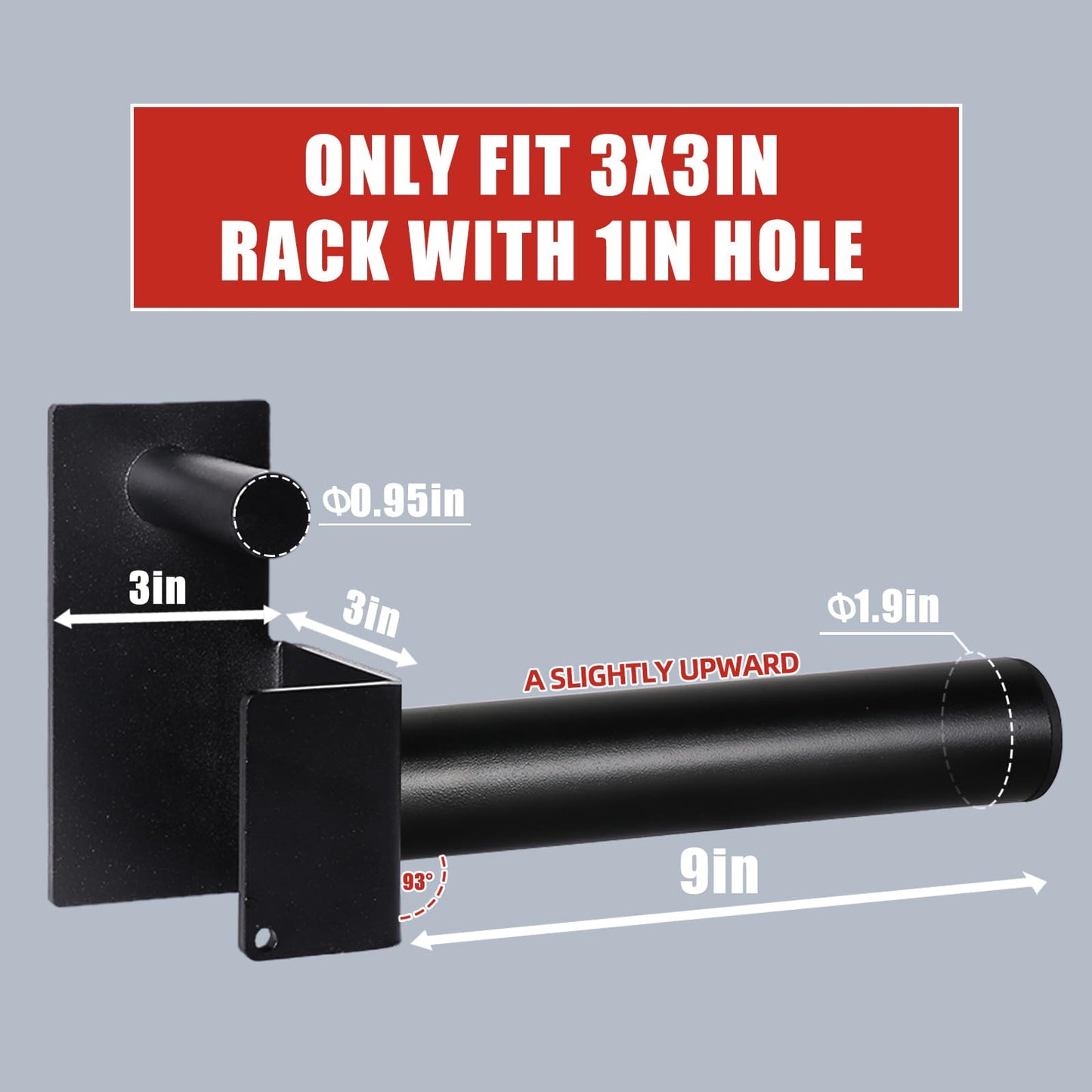 GymPala Olympic Weight Plate Holder - Fit 3x3-Inch Power/Squat Racks with 1" Hole