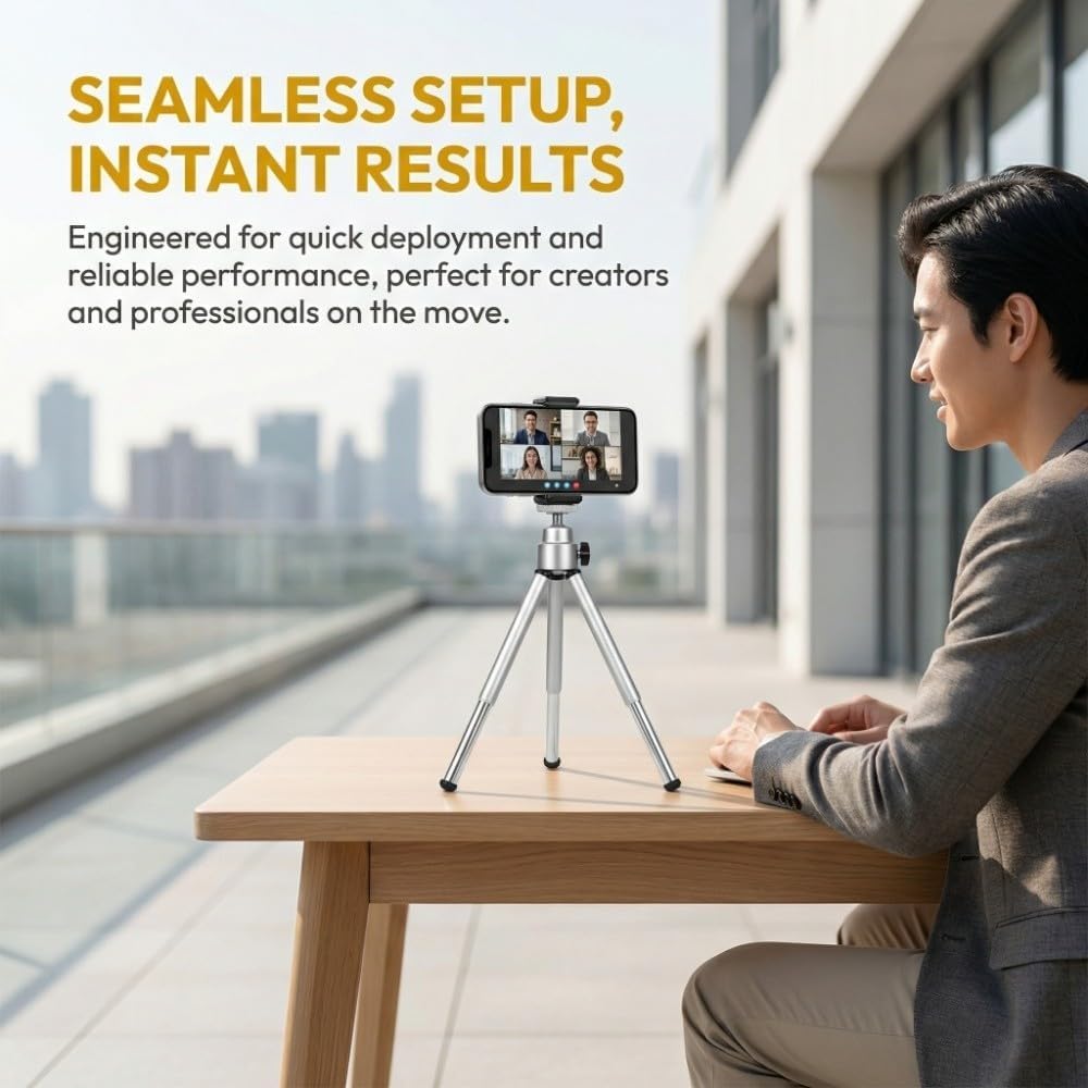 MOPFOL Mini Aluminum Alloy Flexible Tripod Stand Portable Bendable Legs Projector Holder with Ball Head for Camera
