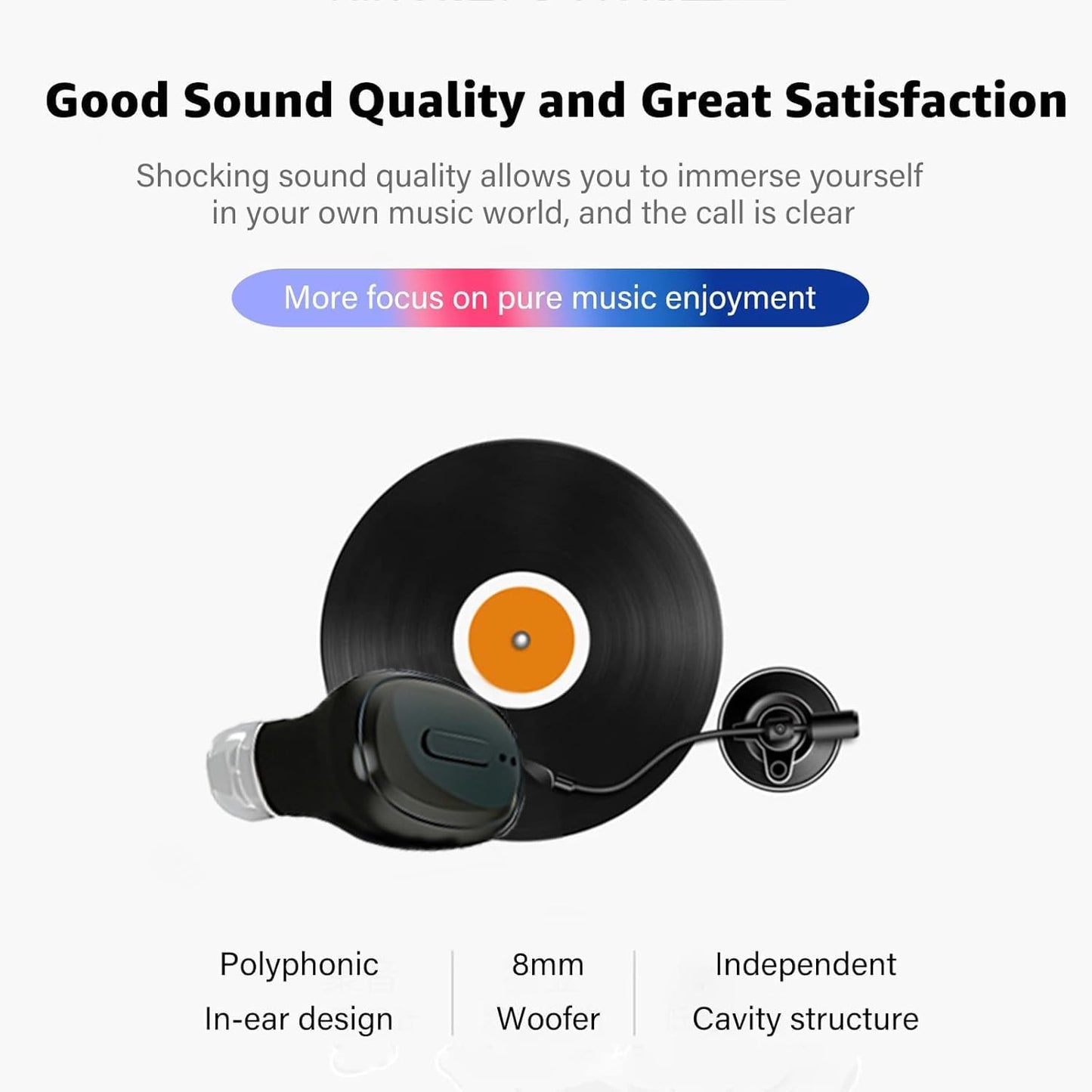 12 Single Bluetooth Wireless Earbud, Mini Invisible in-Ear Wireless Bluetooth Headphone Hours Super Long Battery Life
