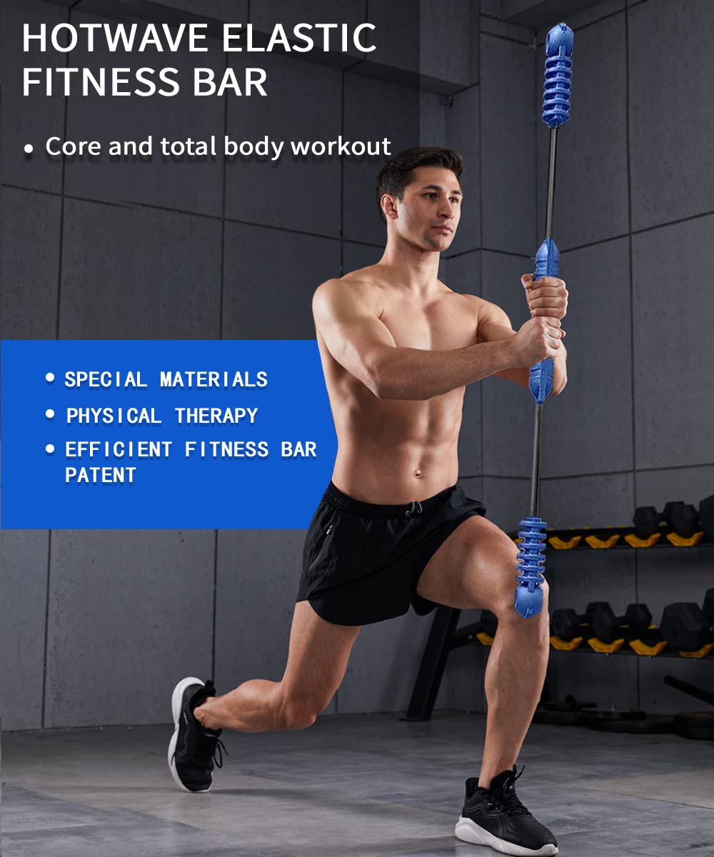 Hotwave Elastic Fitness Bar,Vibration Stick,Body Physical Therapy,Core Strength Training,Power Twister for Arm, Exercise in Home Gym