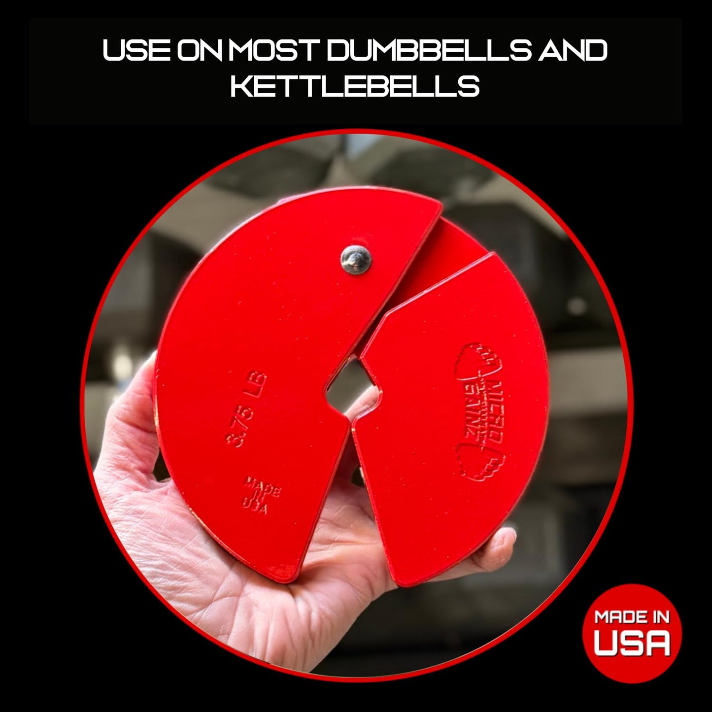 Micro Gainz Dumbbell Fractional 3.75 lb Weight Plate, Ideal for Micro Loading, (Choose Color) 4 Piece Fractional Weight Plates, Designed for Dumbbell Training, Made In USA (Red)