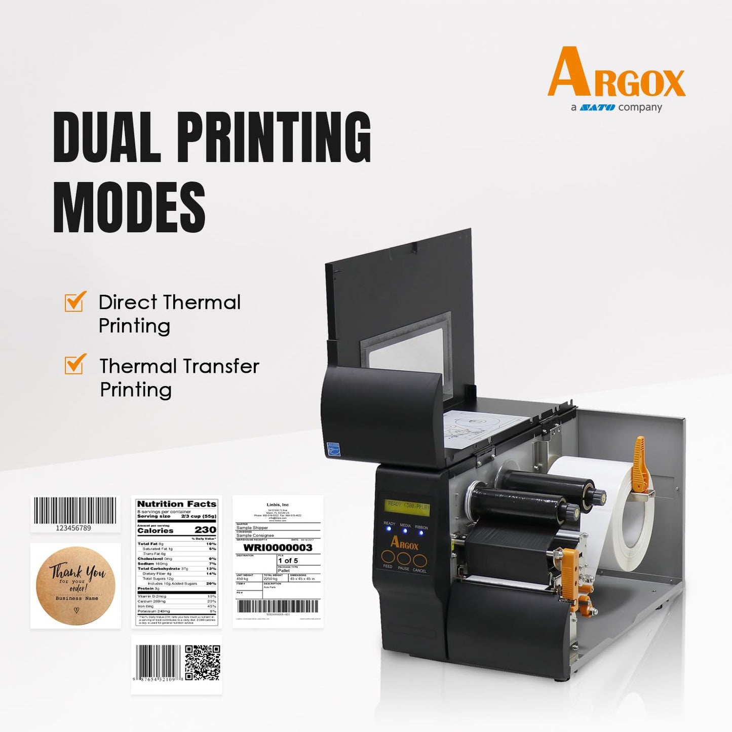 ARGOX Industrial Barcode Solutions Bundle: iX4-250 4" Thermal Transfer Printer (203 DPI, 8ips) & AS-9400 Wired 2D/QR Barcode Scanner | Complete Inventory & WMS Kit | TAA Compliant, Heavy-Duty, Plug &