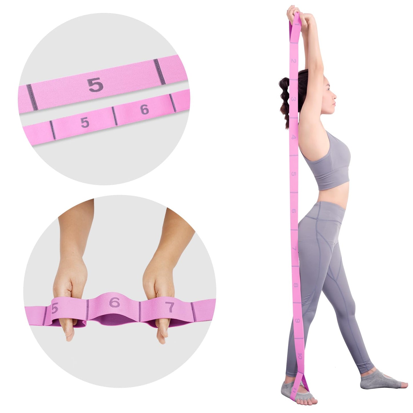 Yoga Blocks 2 Pack with Stretch Strap & Bag – High Density EVA Foam Yoga Block Set, Non Slip Bricks with 11 Loop Strap for Yoga, Pilates, Stretching, Fitness & Rehab (Pink Brick & Pink Band)