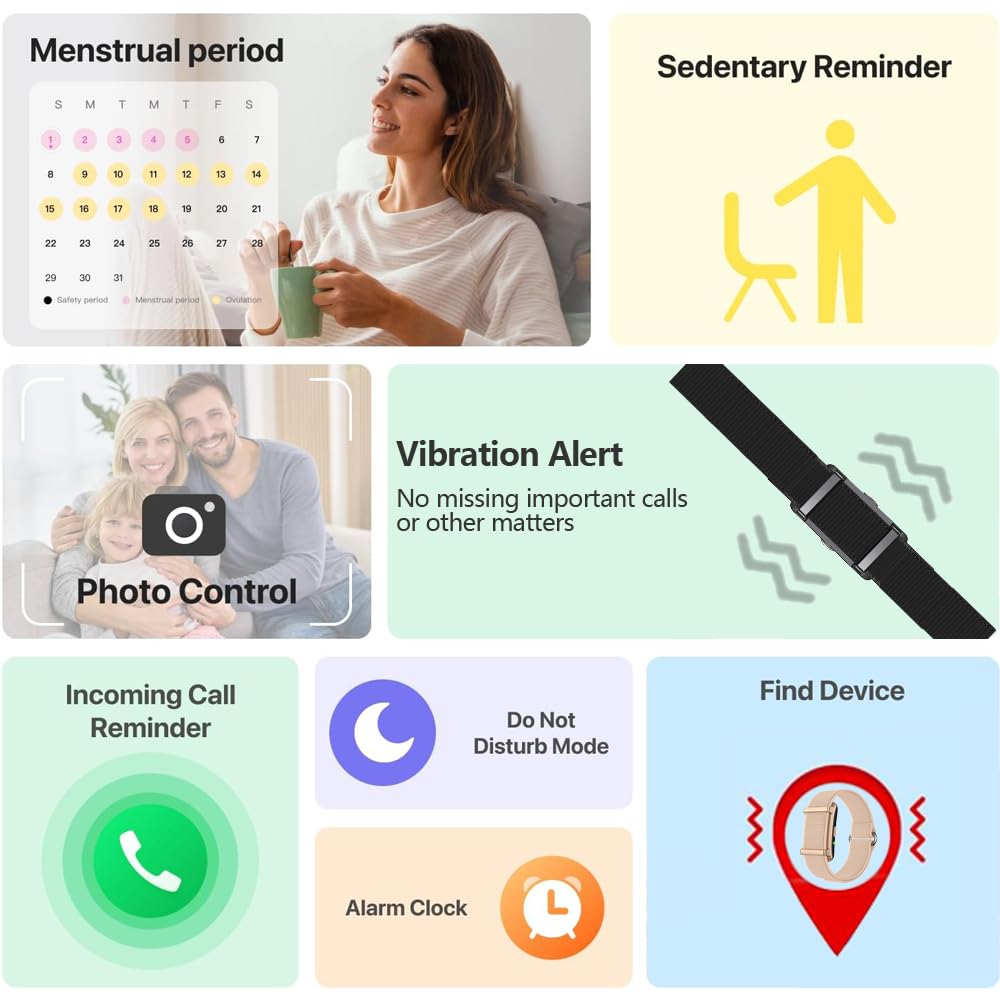 SM SEVENMORE Smart Bracelet Fitness Tracker with Body Temperature Monitoring, 24/7 Heart Rate Sleep Stress Step Monitor, 170+ Sport Modes, IP68 Waterproof Activity Tracker for Men Women (Rose Gold)